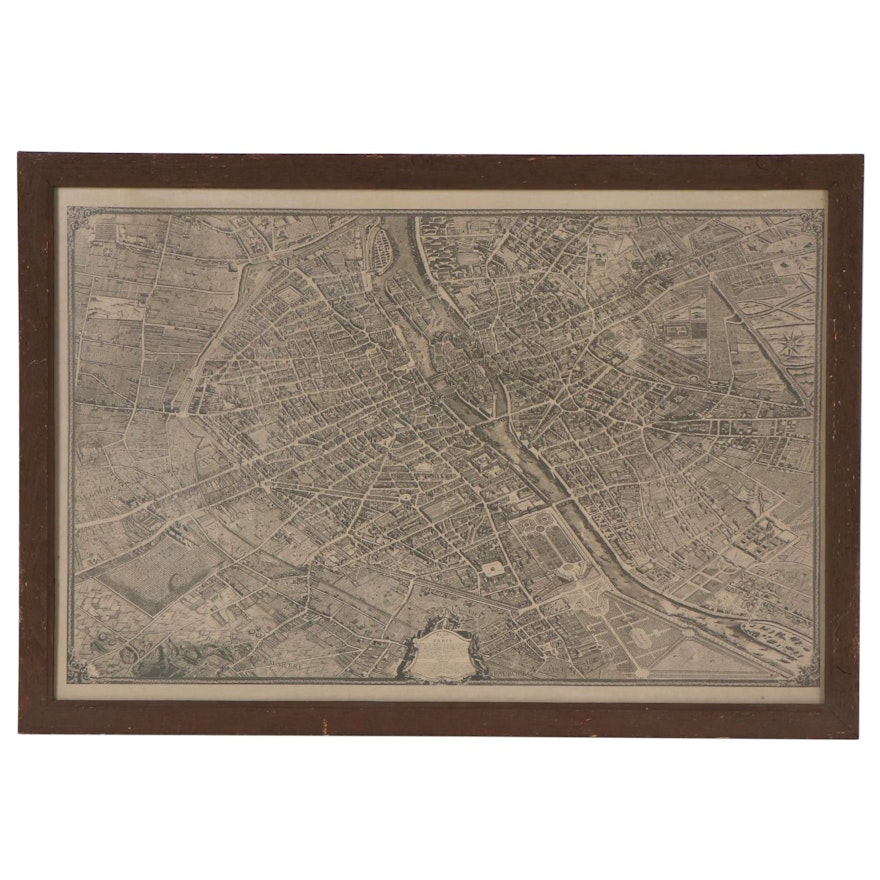 Lithograph Map "Plan de Paris," 20th Century