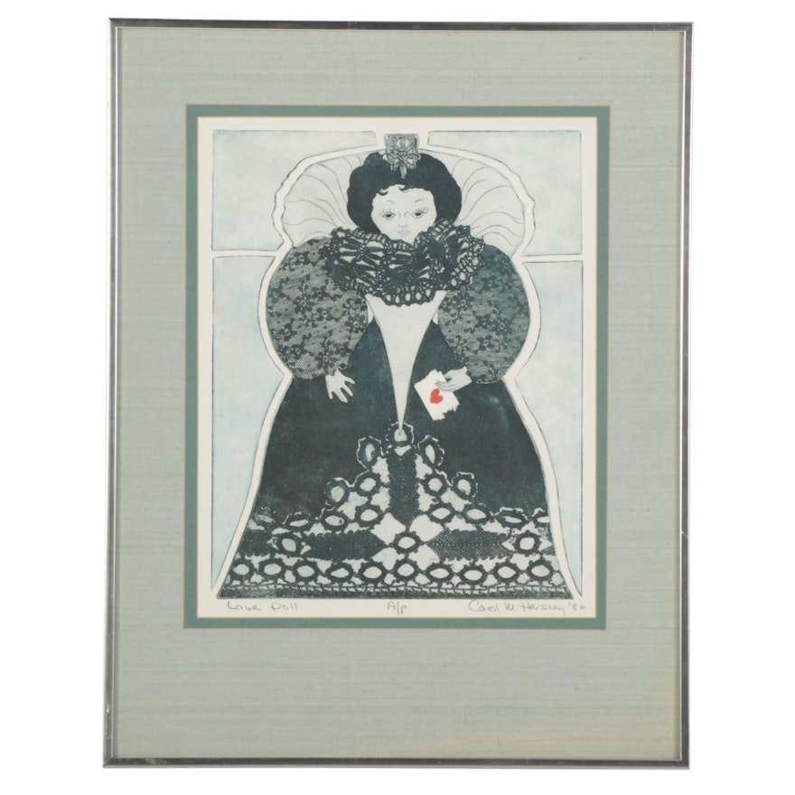 Carol M. Hershey Mixed Media Print "Love Doll," 1982