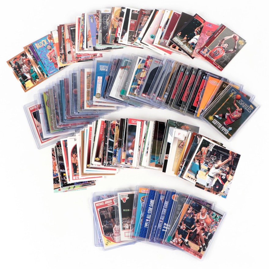 1980s-2000s Basketball Cards Featuring Michael Jordan and Scottie Pippen