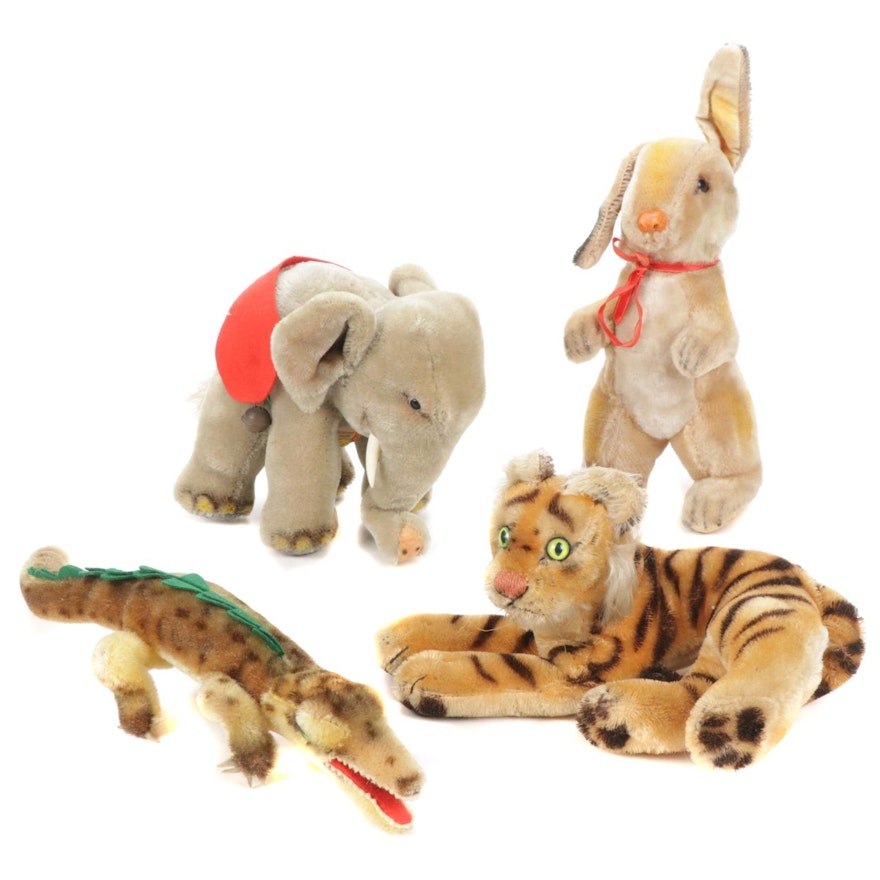 Steiff Mohair Stuffed Zoo Animals, Mid-20th Century