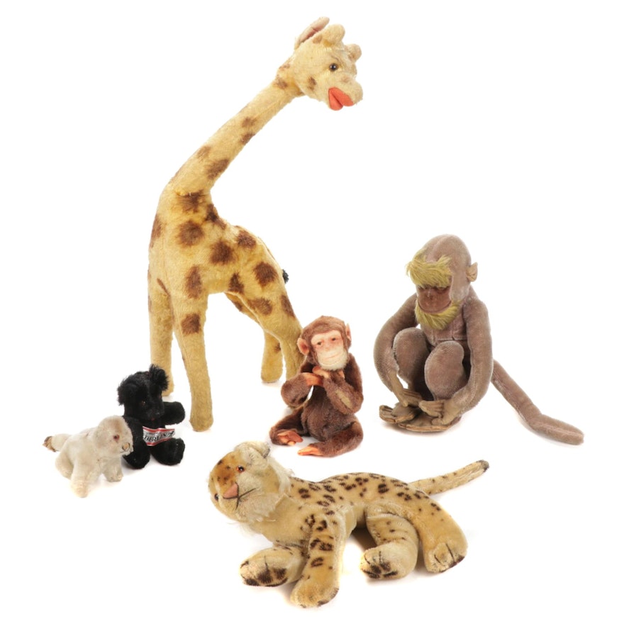 Steiff Mohair Stuffed Zoo Animals, Mid-20th Century