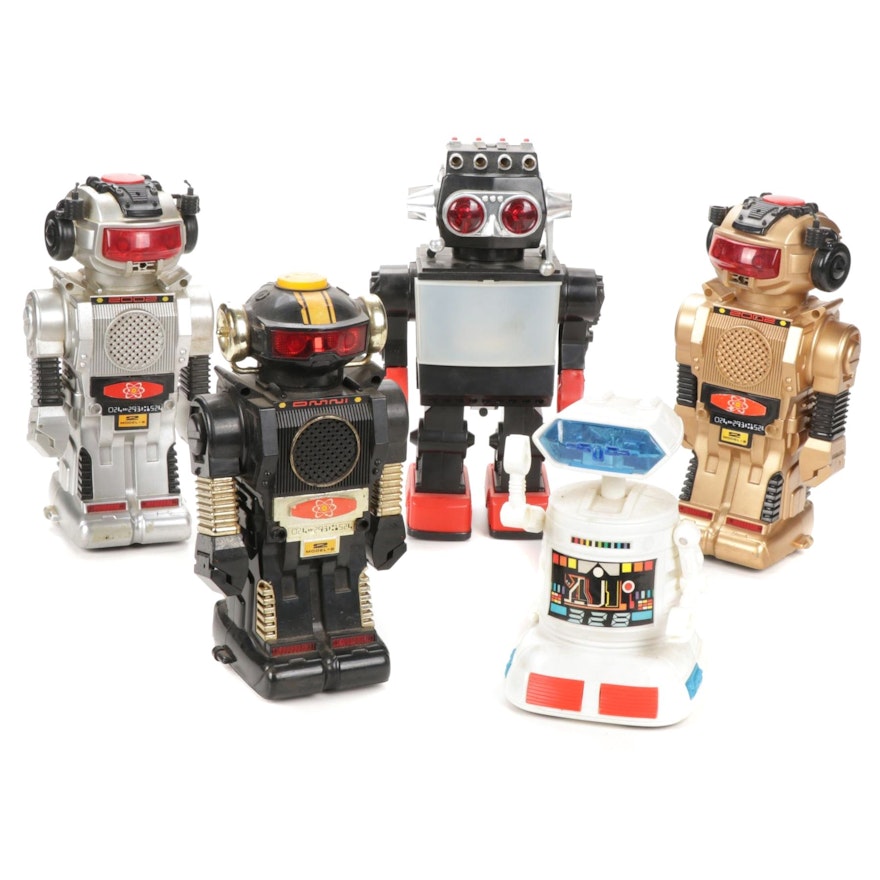 Three New Bright 2 Model-B Toy Robots, One Blue Box Toy Robot and More