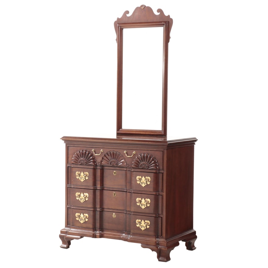 American Colonial Style "Goddard & Townsend" Block-Front Chest with Mirror