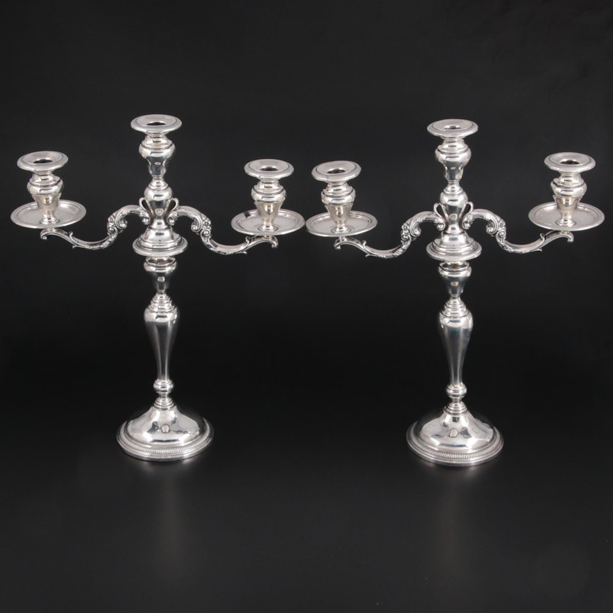 Pair of Frank M. Whiting Sterling Silver Weighted Candelabras