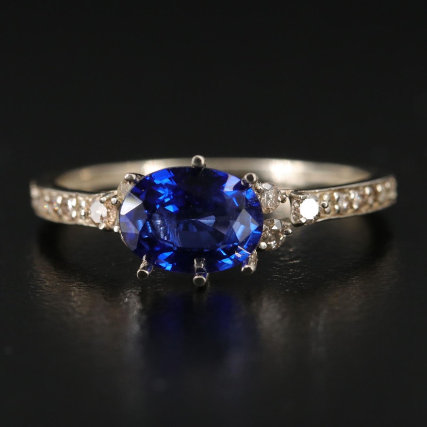 14K 1.80 CT Sapphire and Diamond East-West Ring