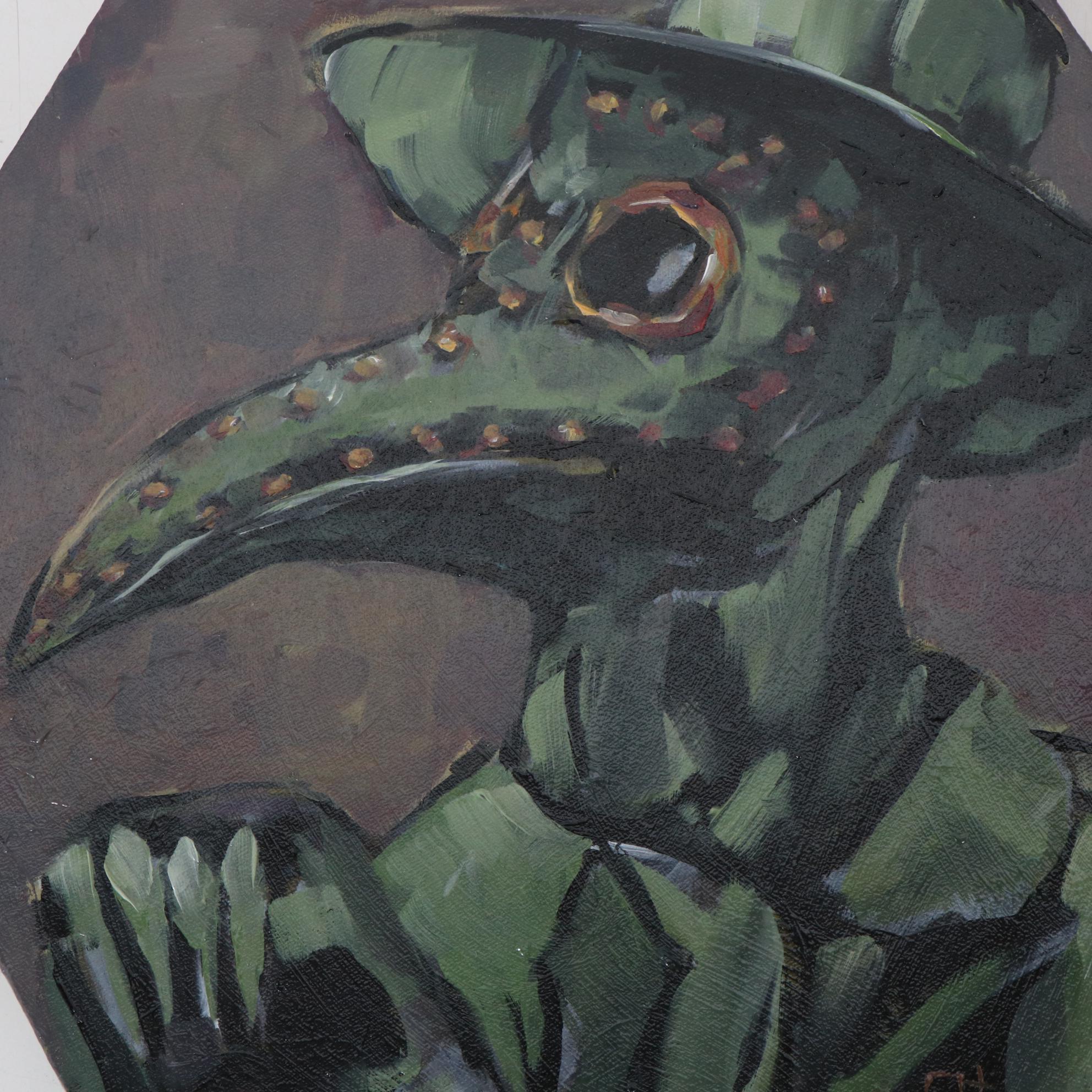 Alex Chavez Portrait Oil Painting of a Plague Doctor, 21st Century