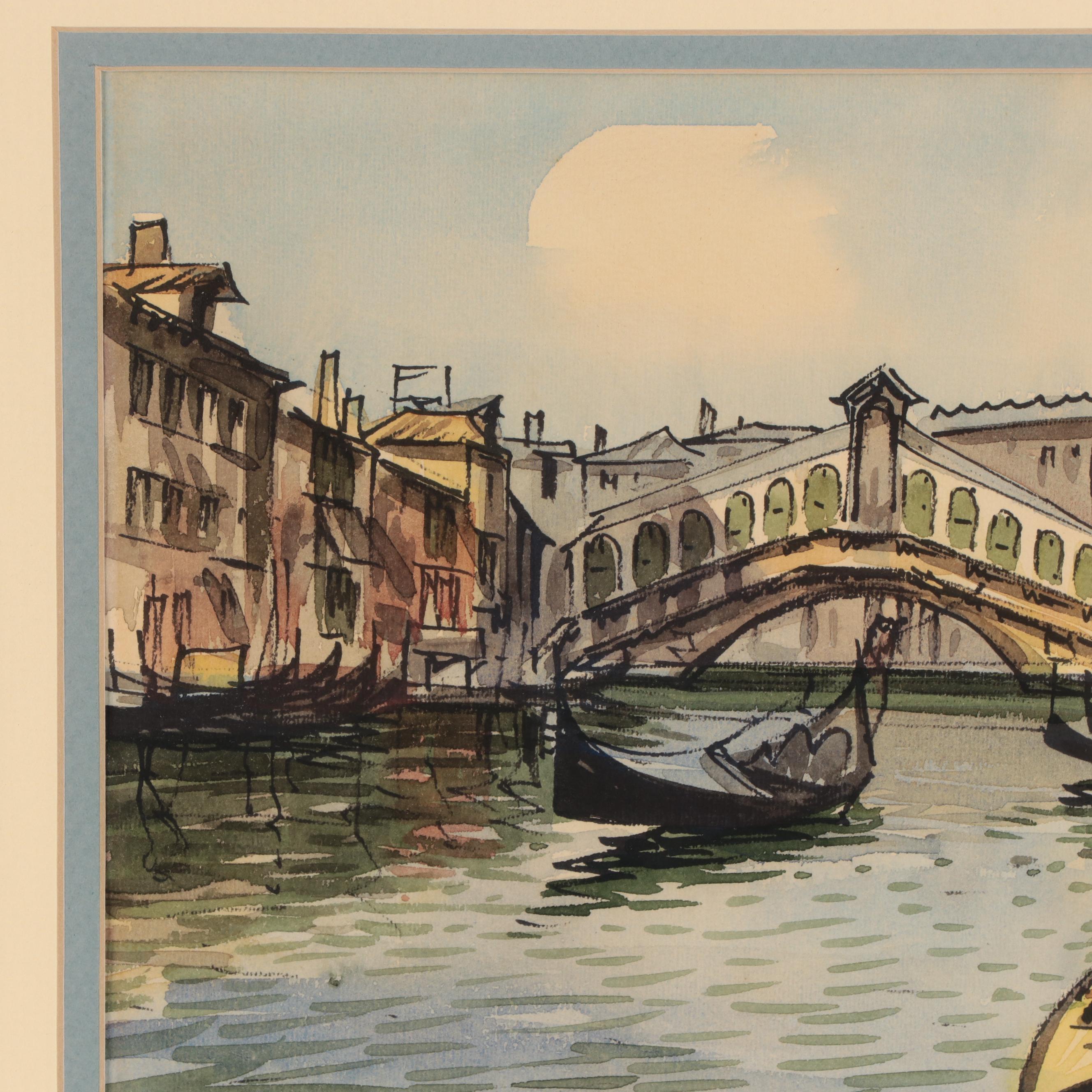 Canal Scene Watercolor Painting