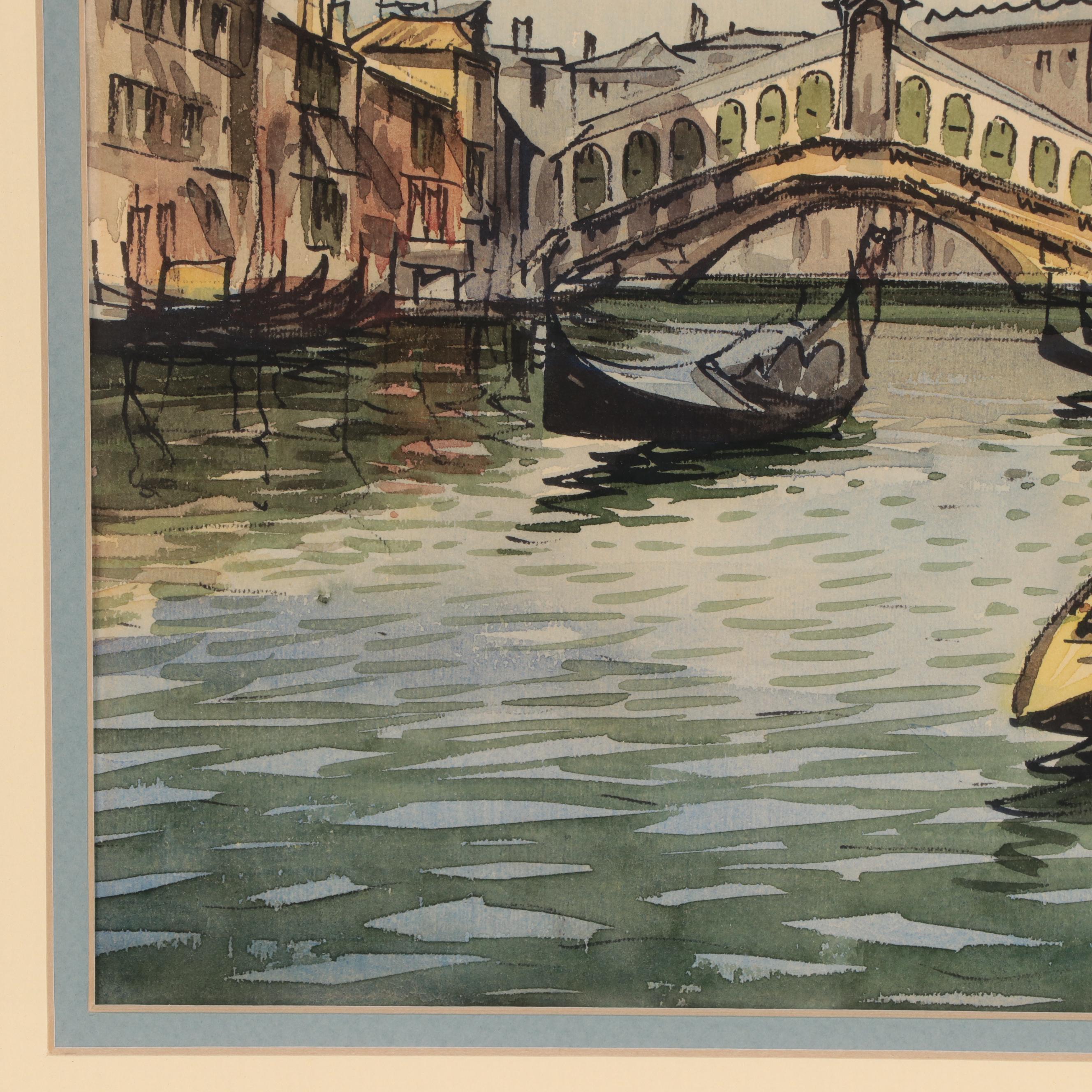 Canal Scene Watercolor Painting