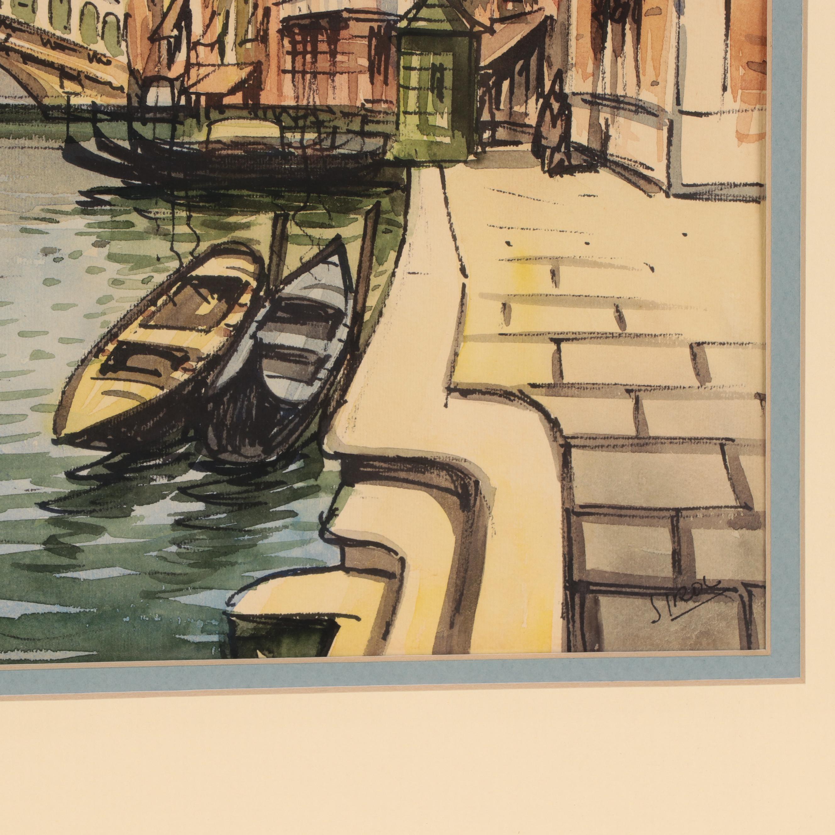 Canal Scene Watercolor Painting