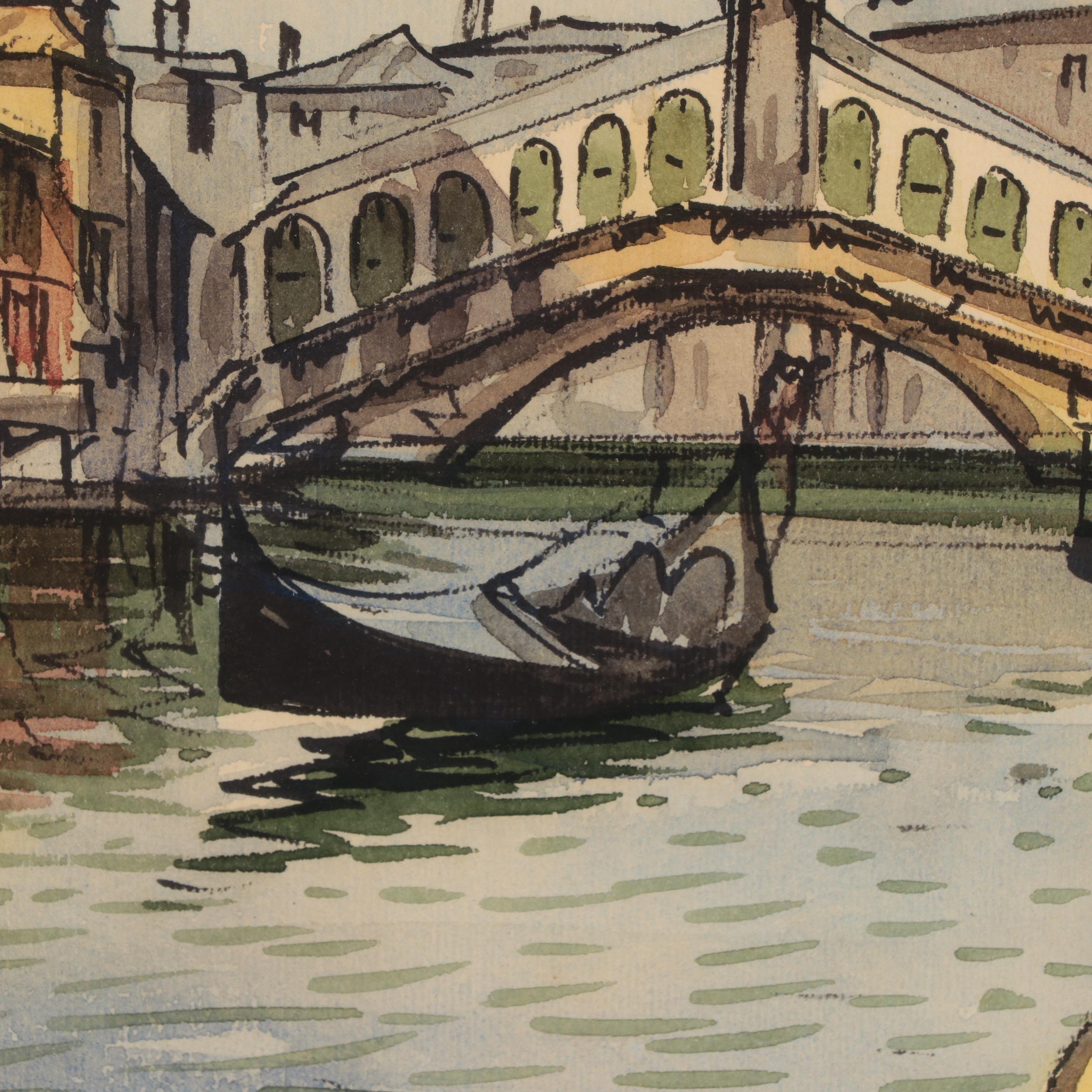 Canal Scene Watercolor Painting