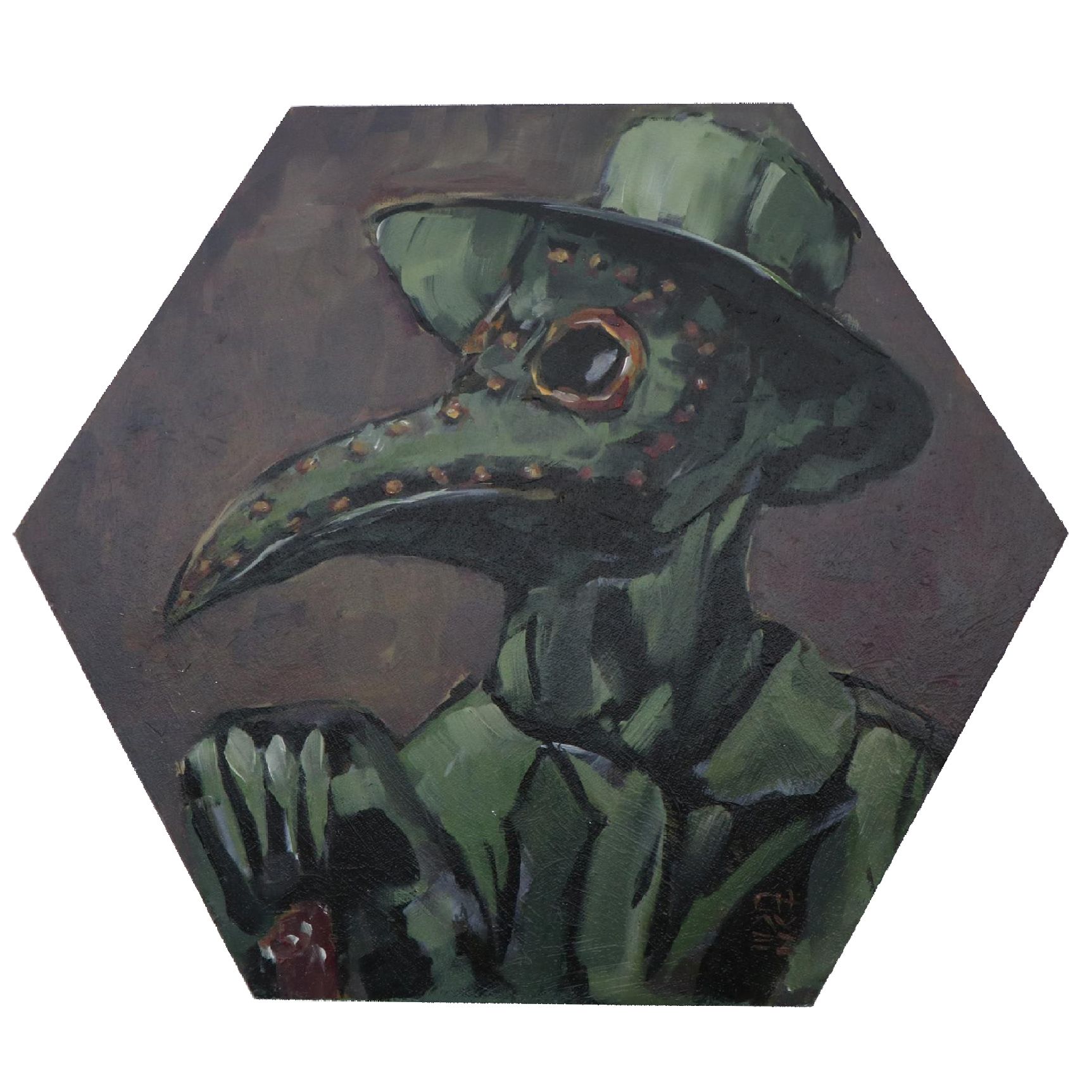 Alex Chavez Portrait Oil Painting of a Plague Doctor, 21st Century