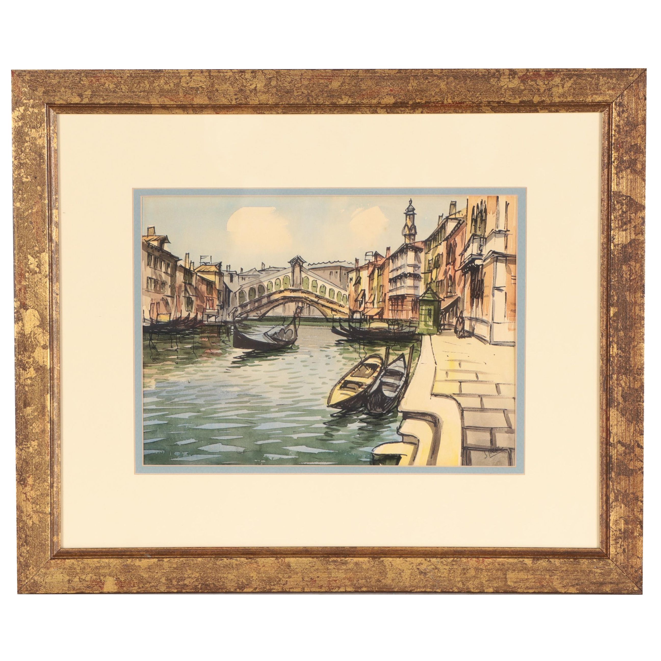 Canal Scene Watercolor Painting