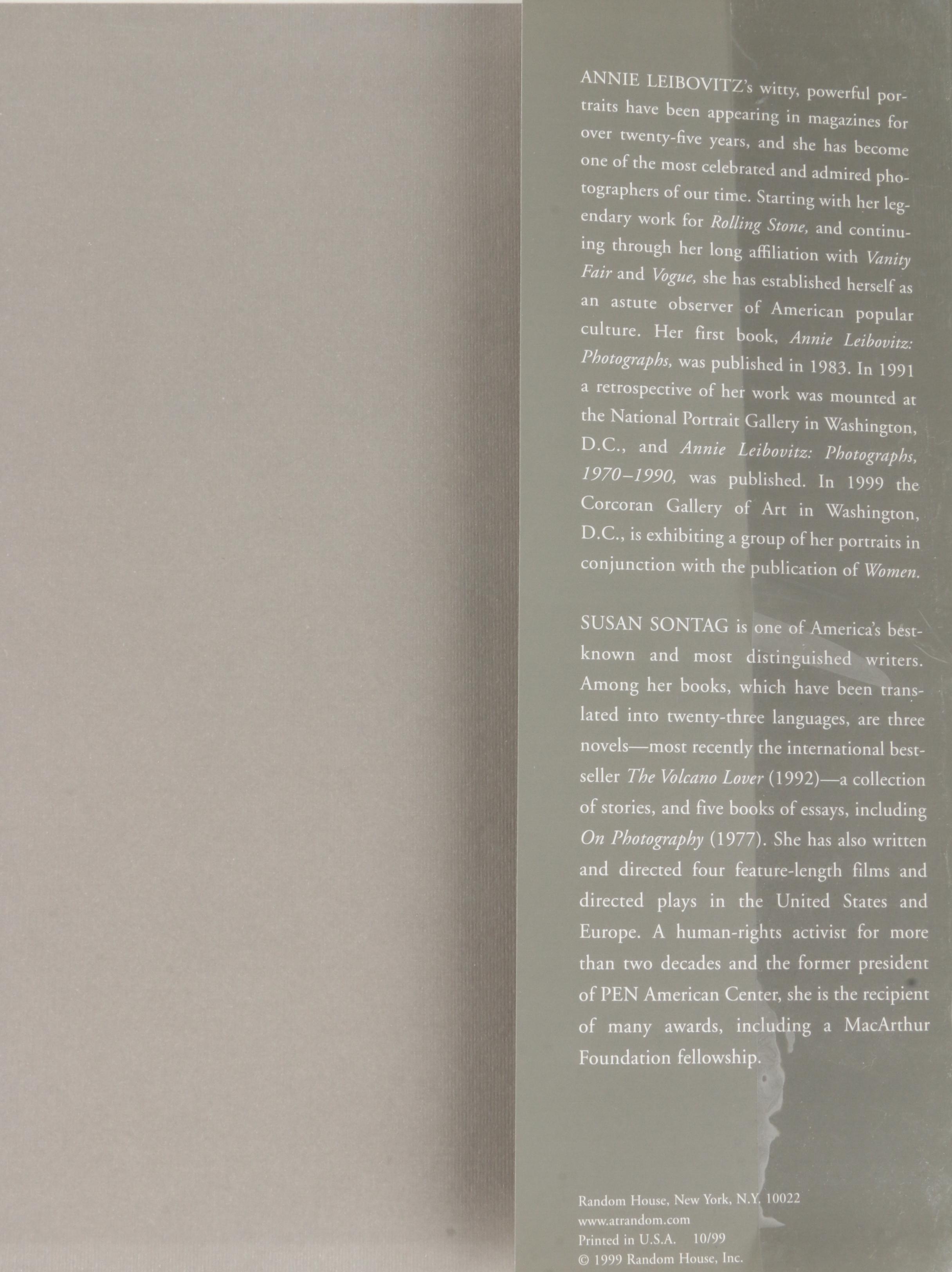 Signed First Edition "Women" by Annie Leibovitz with Susan Sontag Essay, 1999