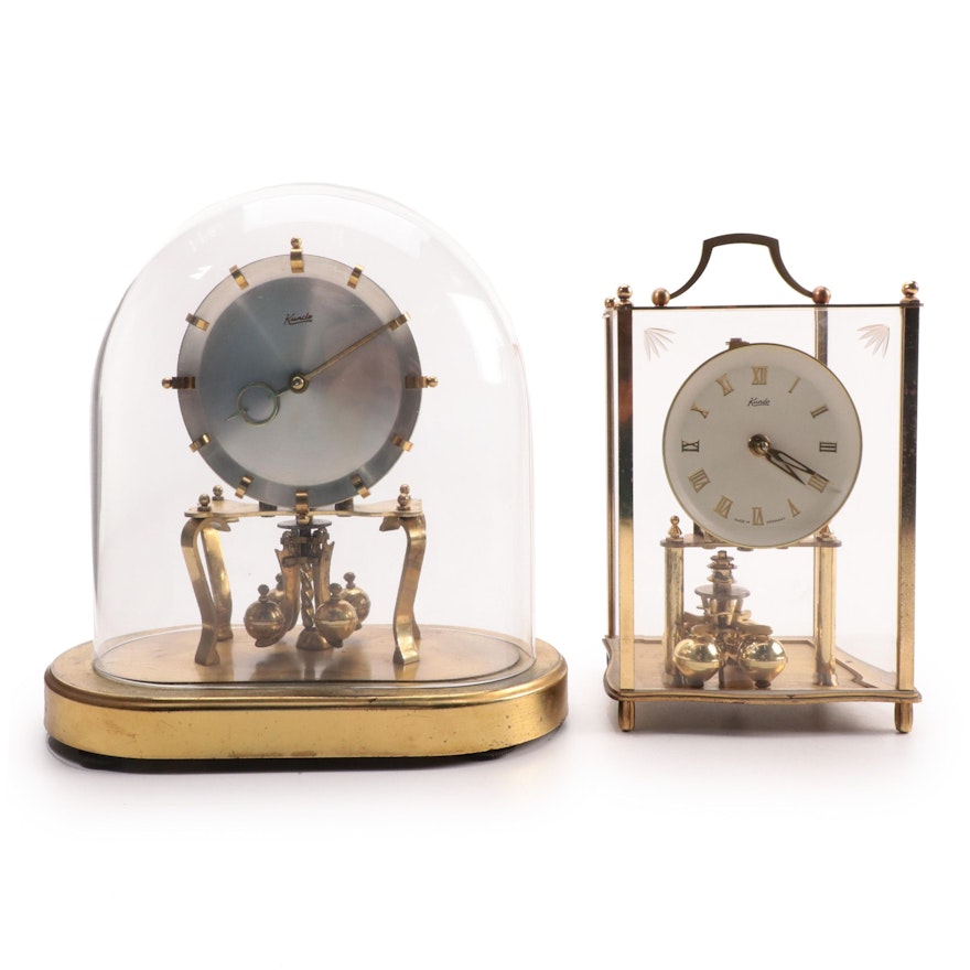 Kundo K&O Brass Anniversary Clock and Carriage Clock, Mid to Late 20th Century