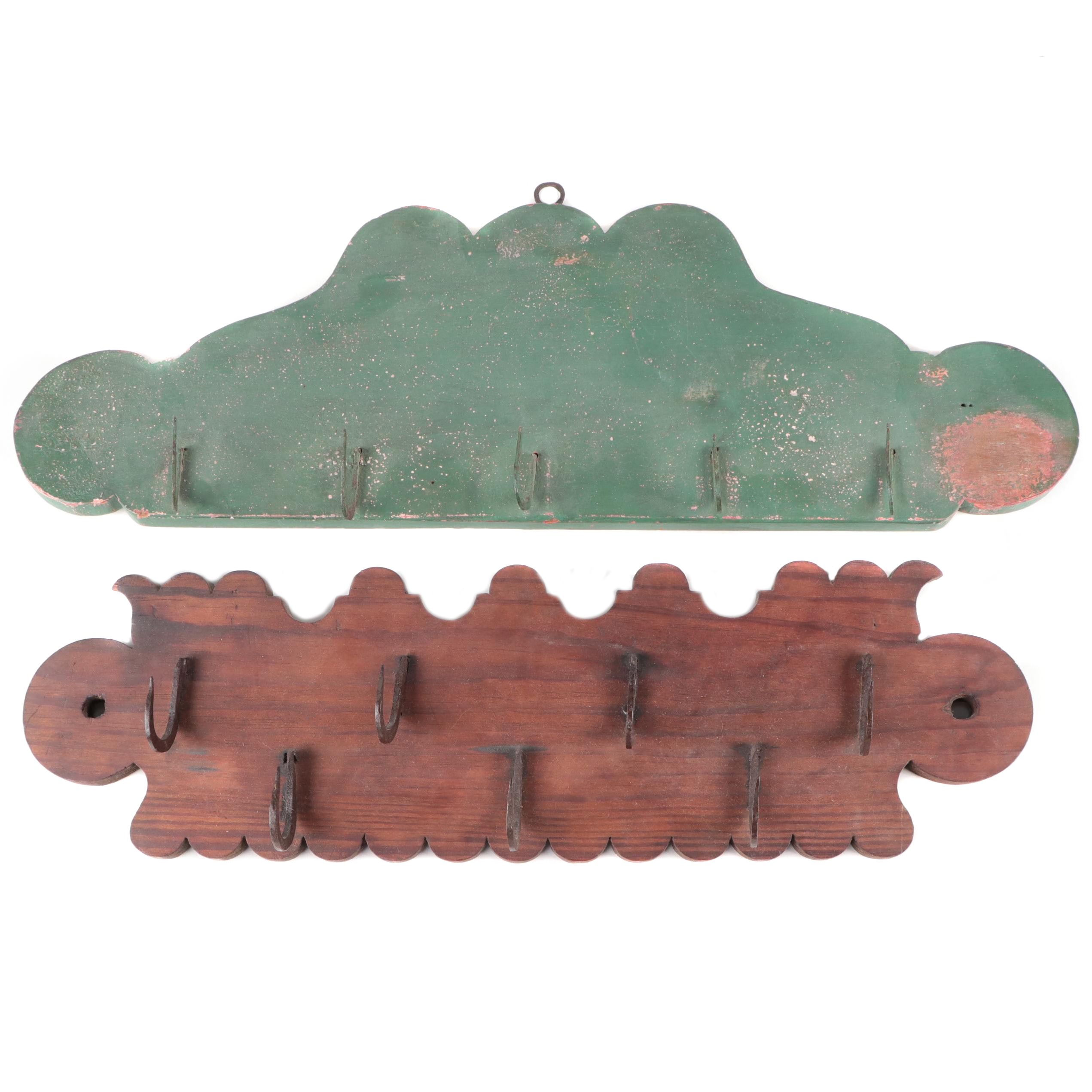 Primitive Wooden and Iron Game Hook or Herb Drying Rack