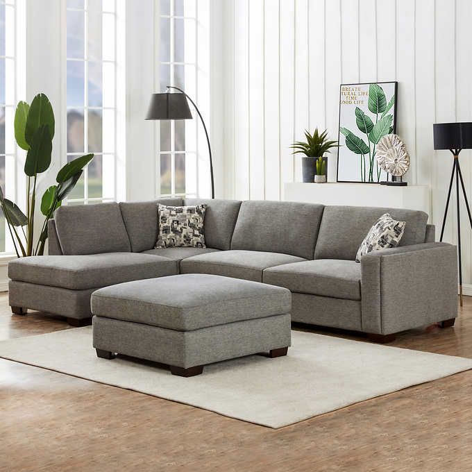 Synergy Home Furnishings "Maycen" Fabric Sectional with Ottoman in Brown