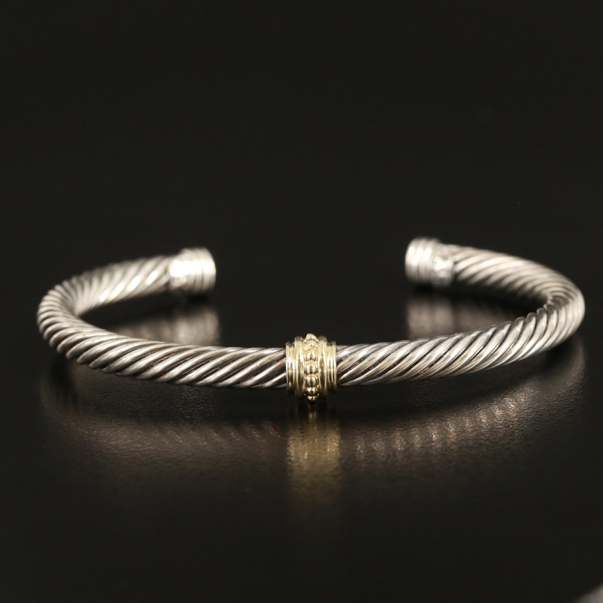 David Yurman Sterling "Cable Classics" Cuff with 14K Accents