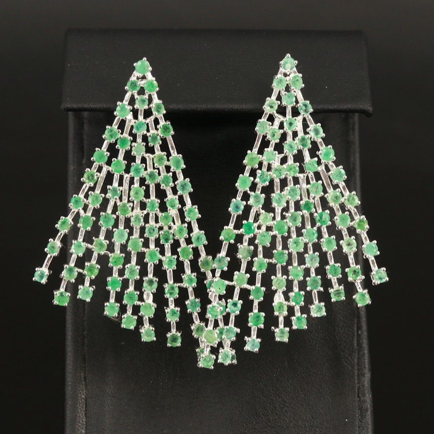 Sterling Emerald Waterfall Earrings