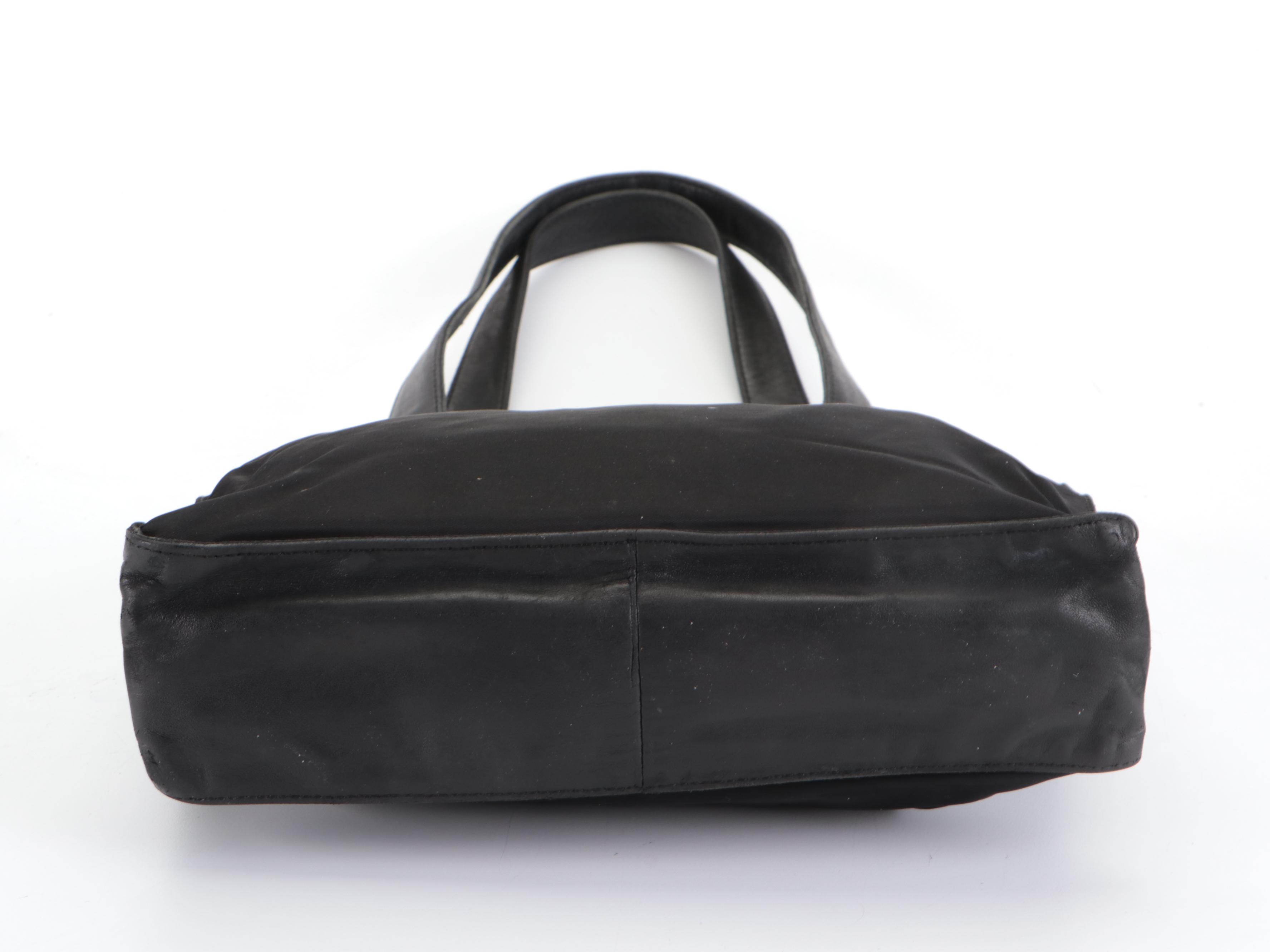 Prada Small Shoulder Bag in Black Tessuto Nylon and Lambskin Trim