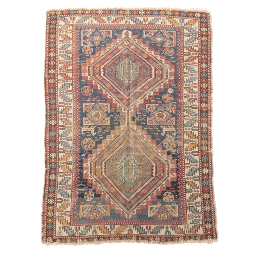 3'9 x 5'5 Hand-Knotted Caucasian Kazak Accent Rug