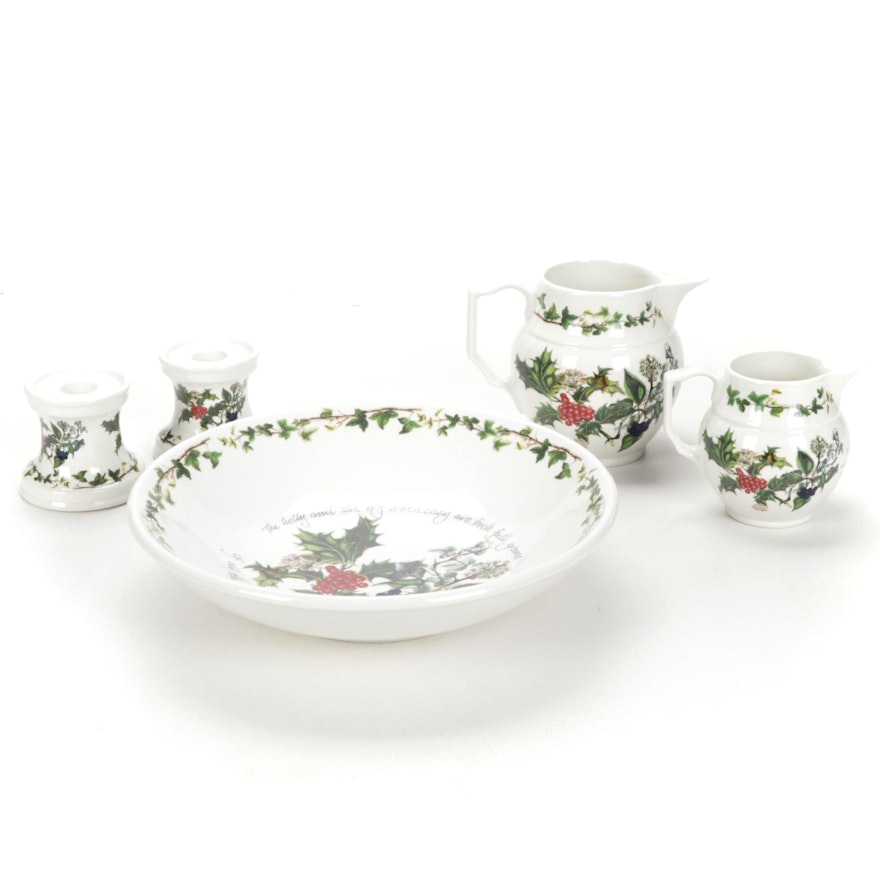 Portmeirion "Holly and Ivy"  Pasta Bowl, Jugs and Candlesticks