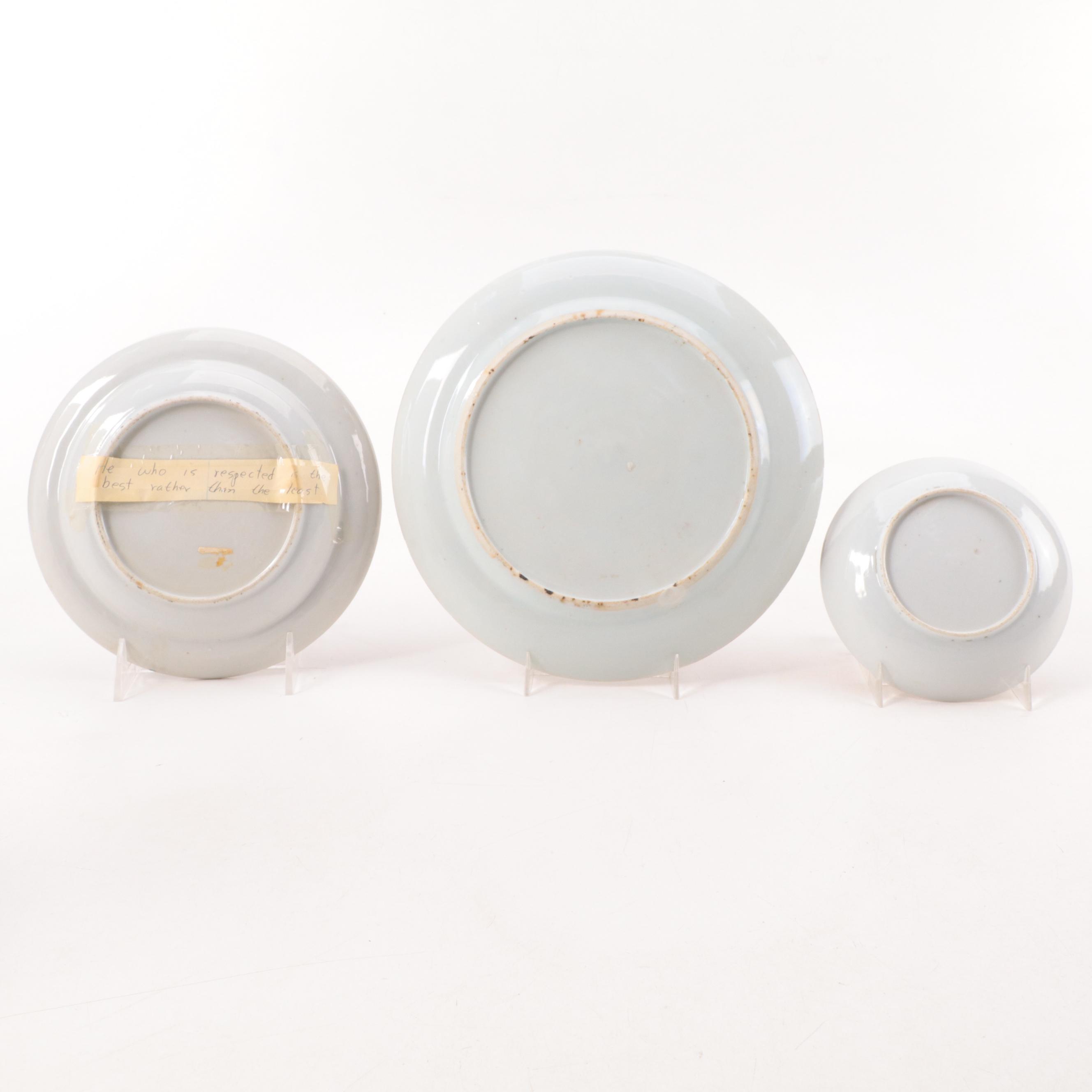 Chinese Export Rose Mandarin Armorial Plate and Other Famille Rose Porcelain