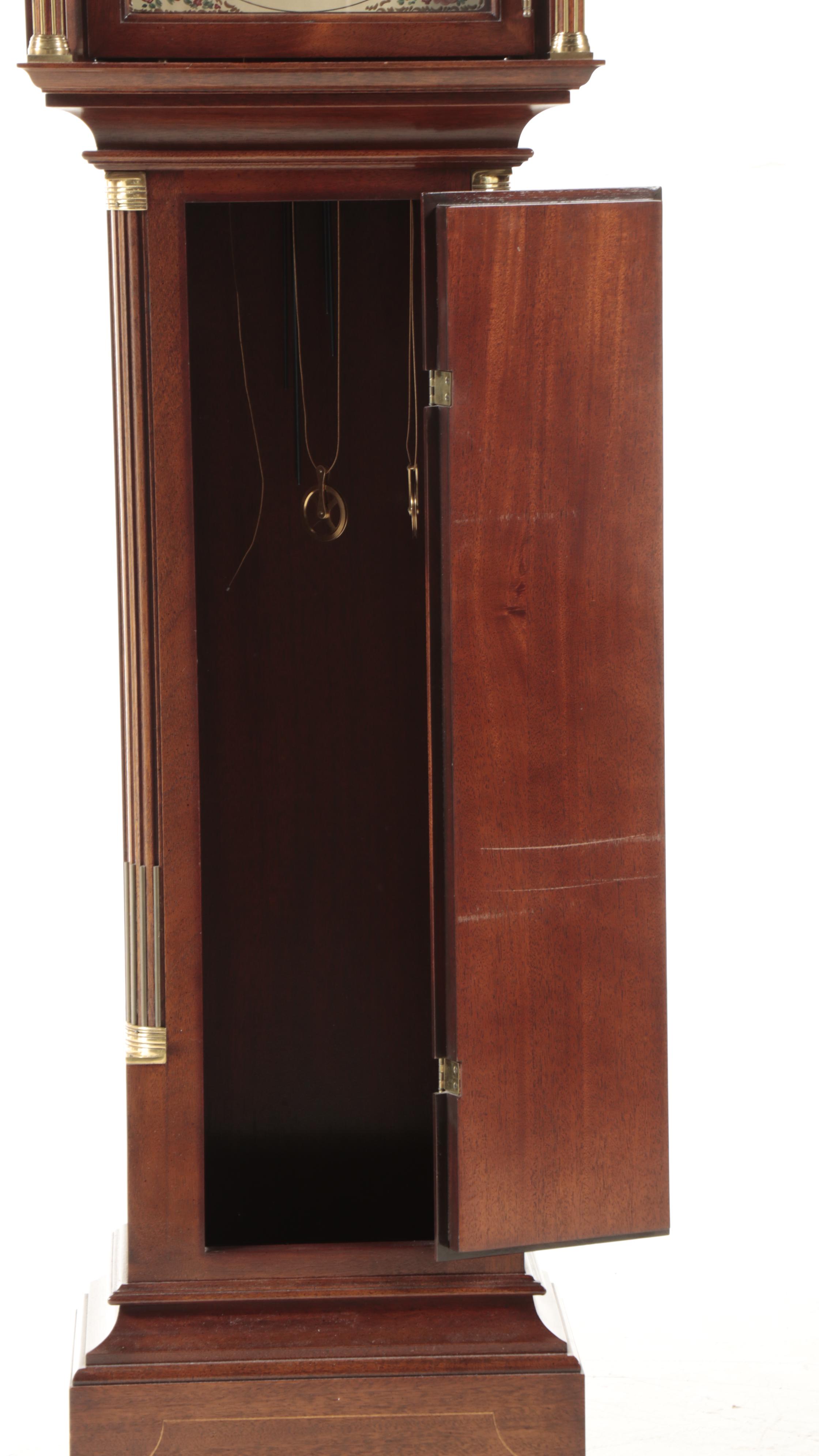 Sligh Federal Style "Aaron Willard" Reproduction Mahogany Grandfather Clock