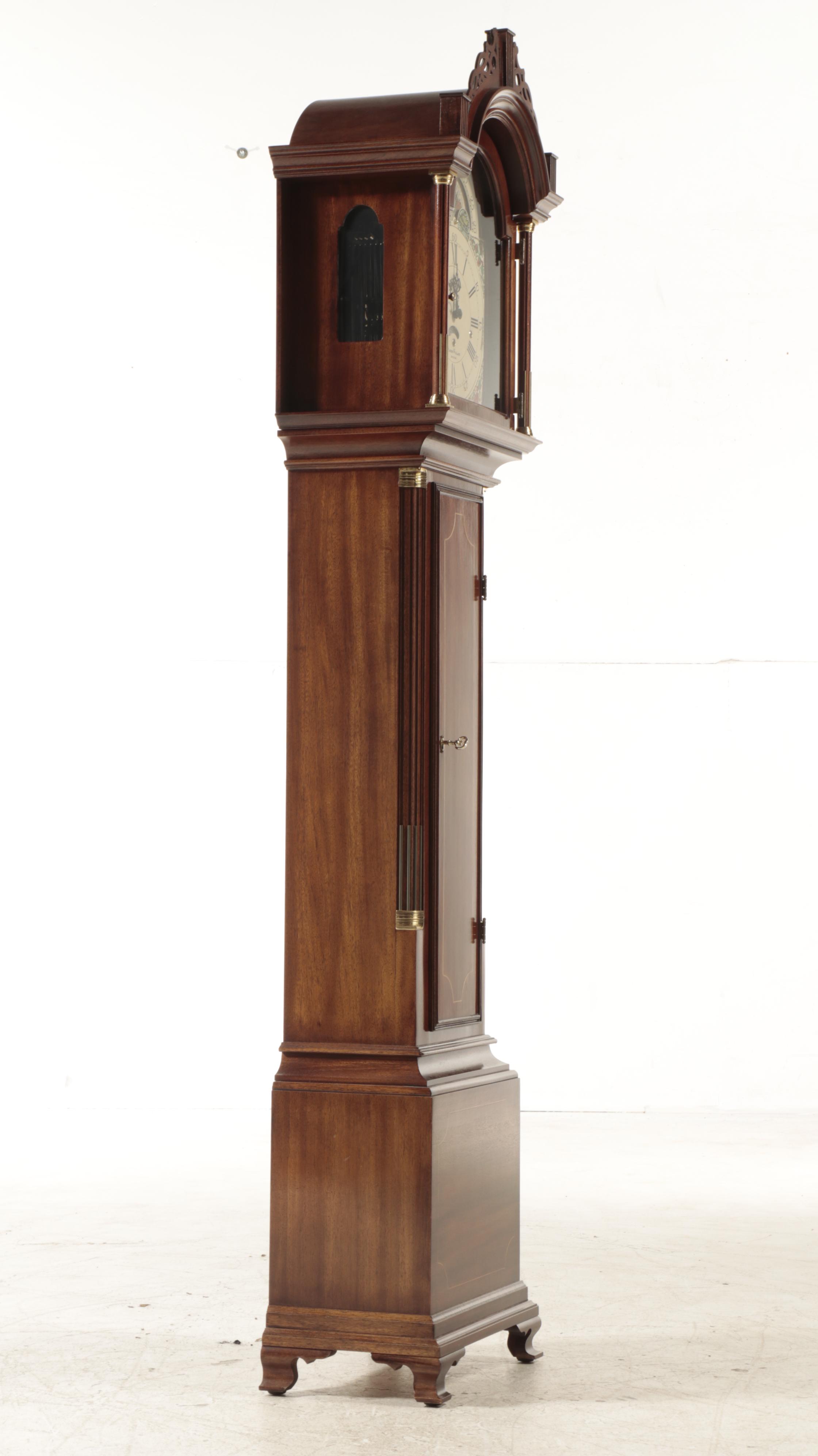 Sligh Federal Style "Aaron Willard" Reproduction Mahogany Grandfather Clock