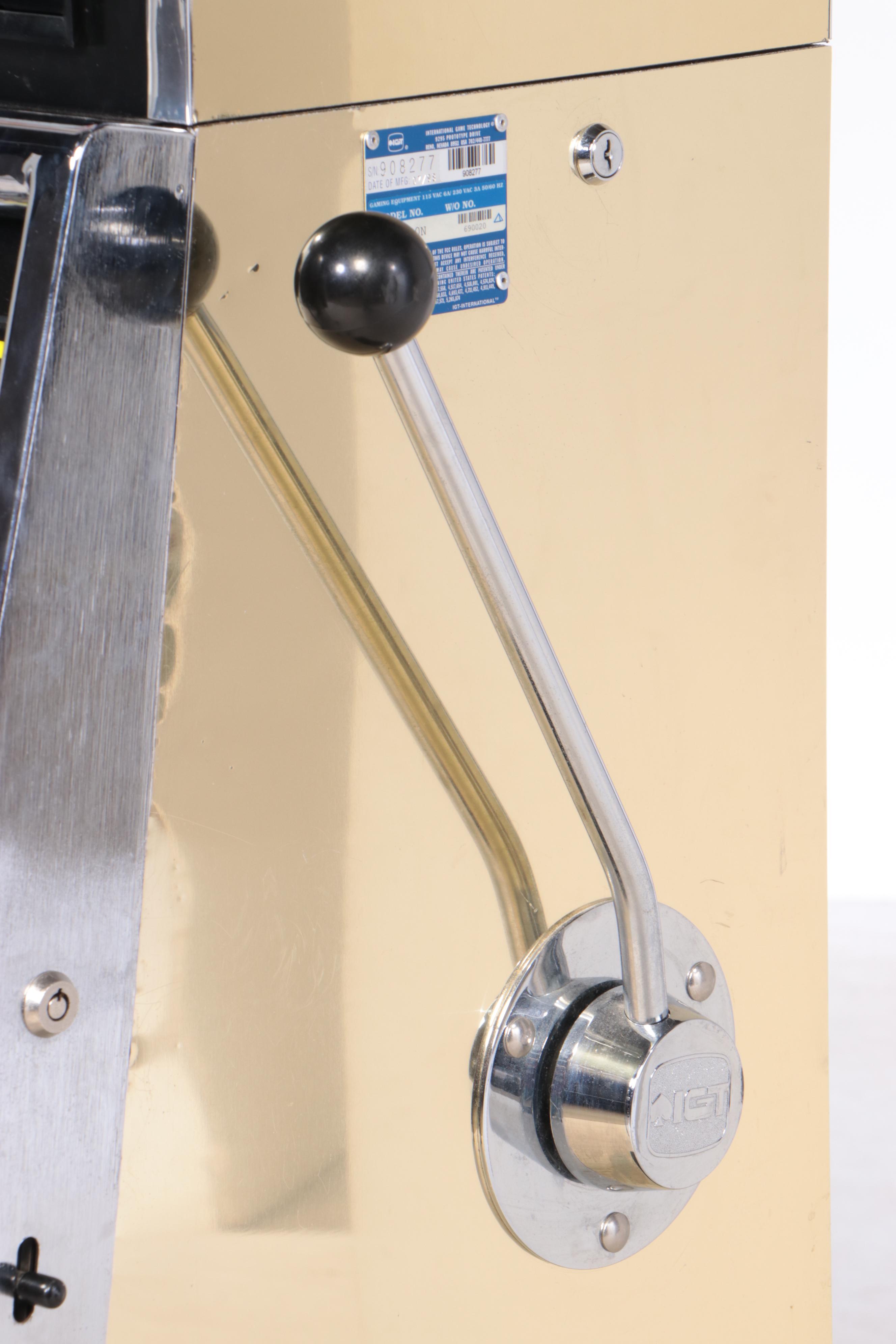 "Sizzling 7" Electric Token Operated Novelty Slot Machine with Base and Chair