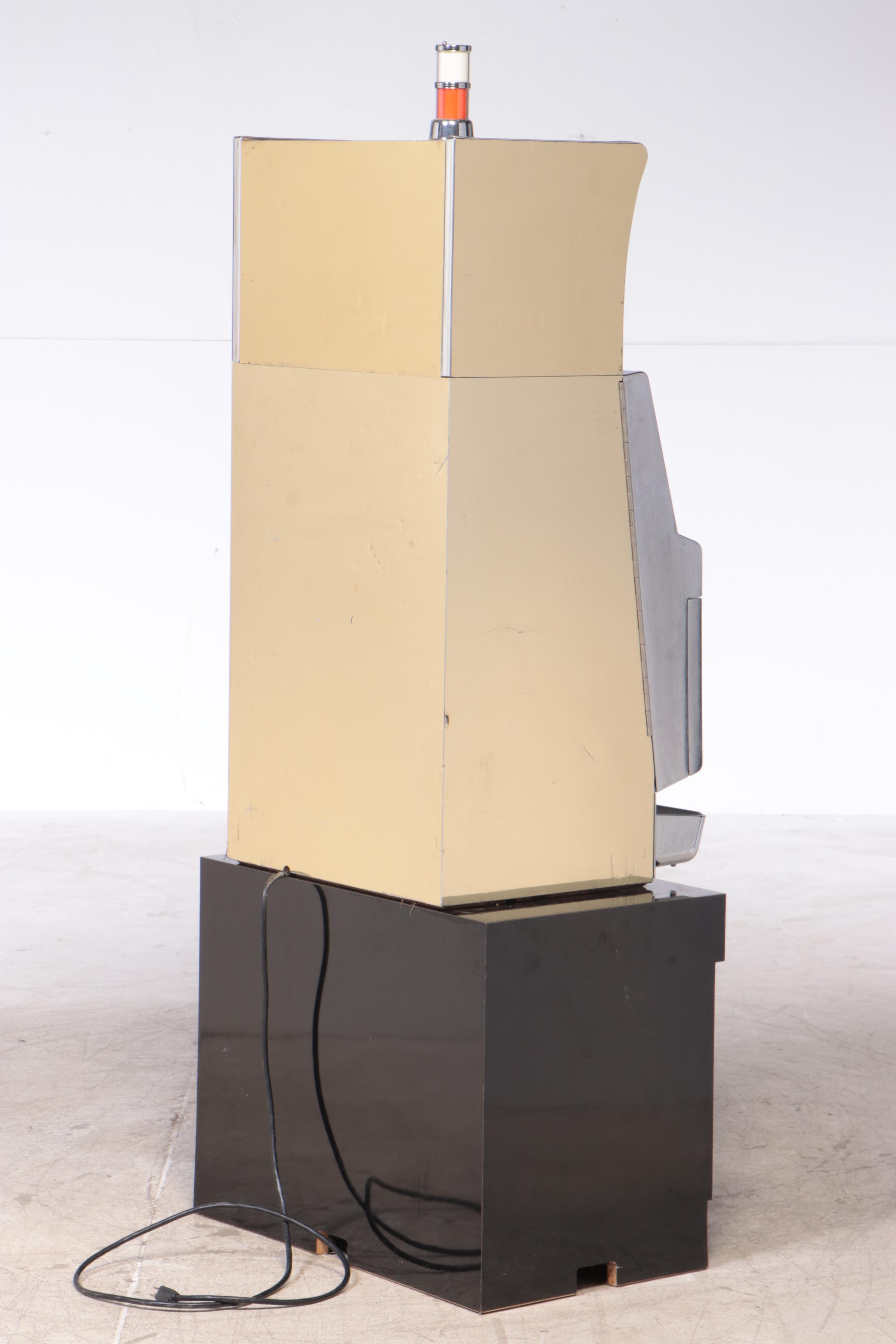 "Sizzling 7" Electric Token Operated Novelty Slot Machine with Base and Chair