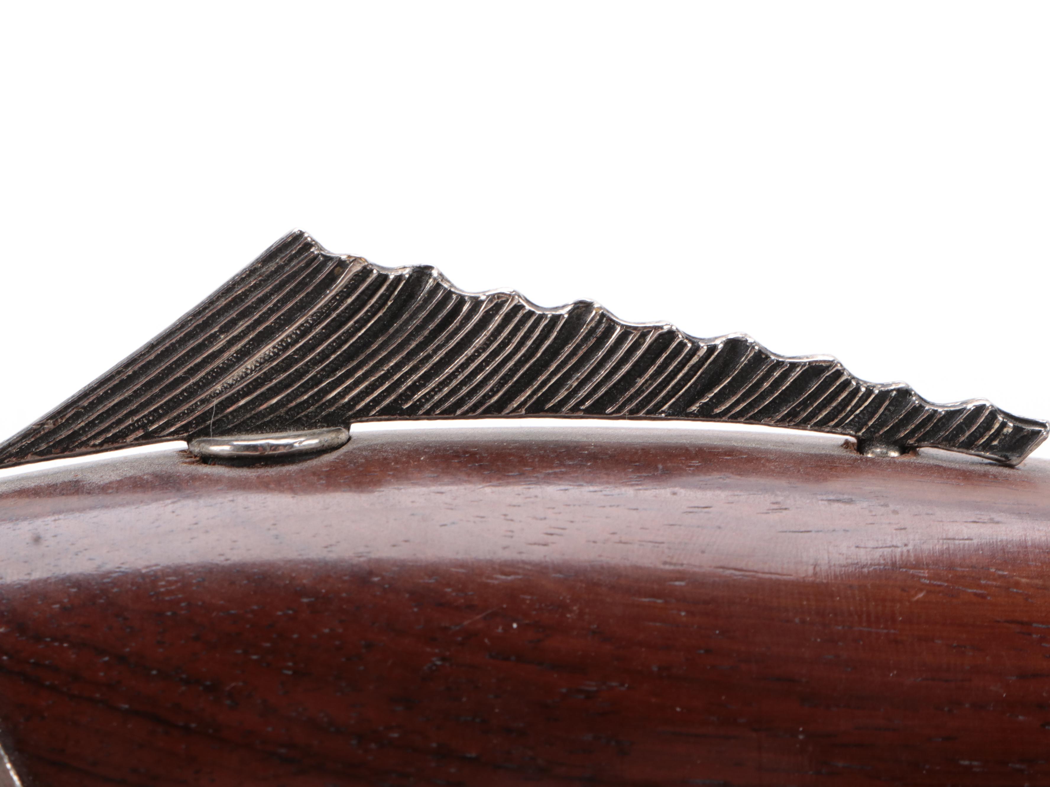 Garantito Tre Spade Wood and Silver Plate Koi Fish Pepper Grinder Mill