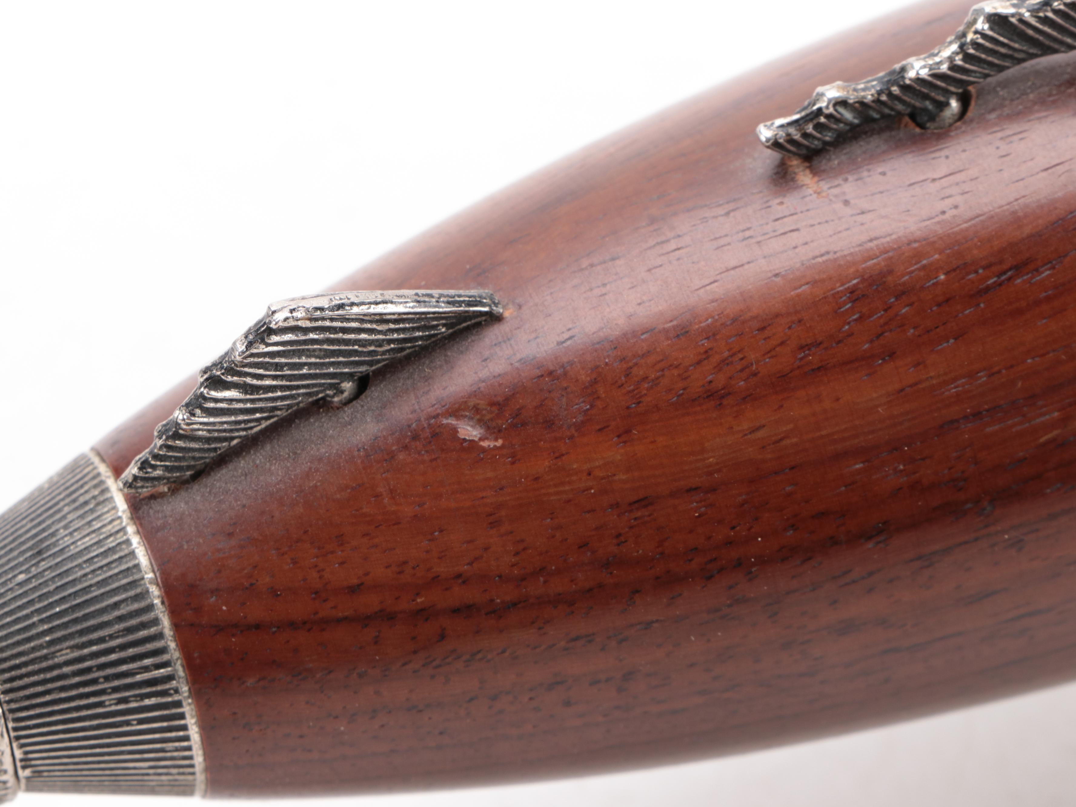 Garantito Tre Spade Wood and Silver Plate Koi Fish Pepper Grinder Mill