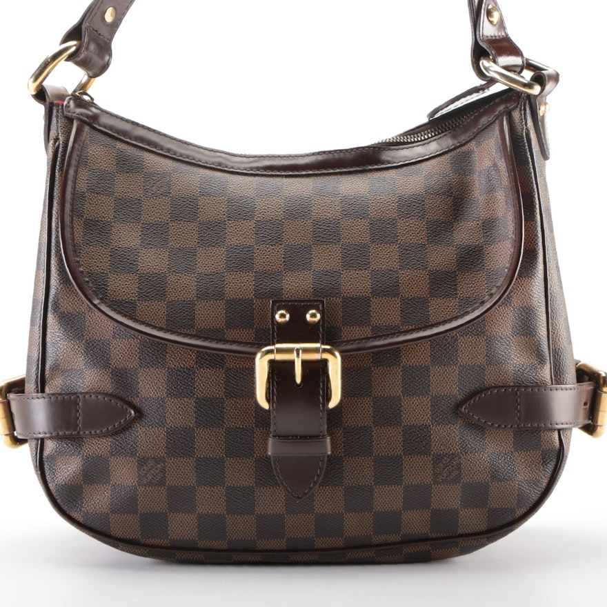 Louis Vuitton Highbury Shoulder Bag in Damier Ebene Canvas and Brown Leather