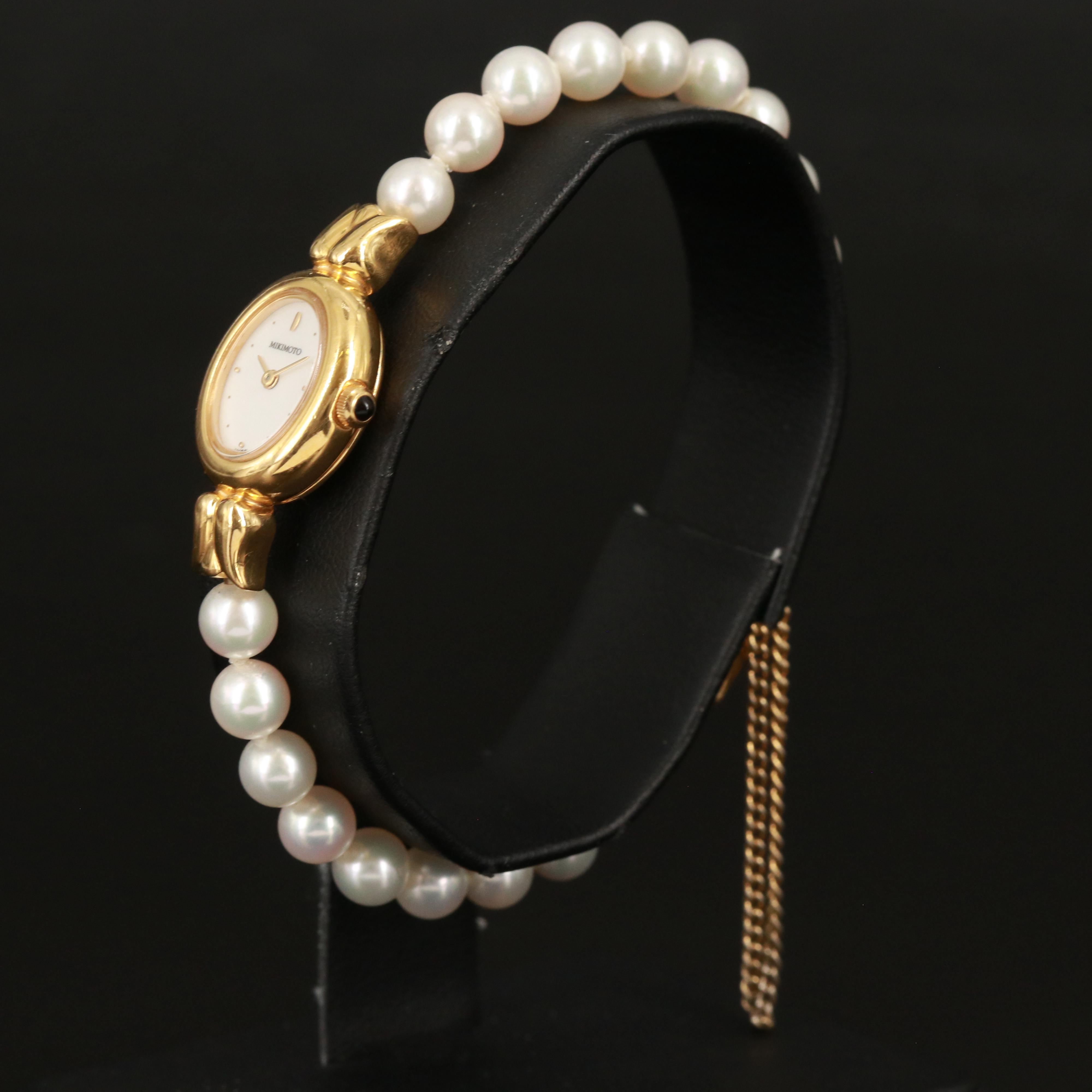 Mikimoto Pearl 18K Gold Plated Quartz Watch