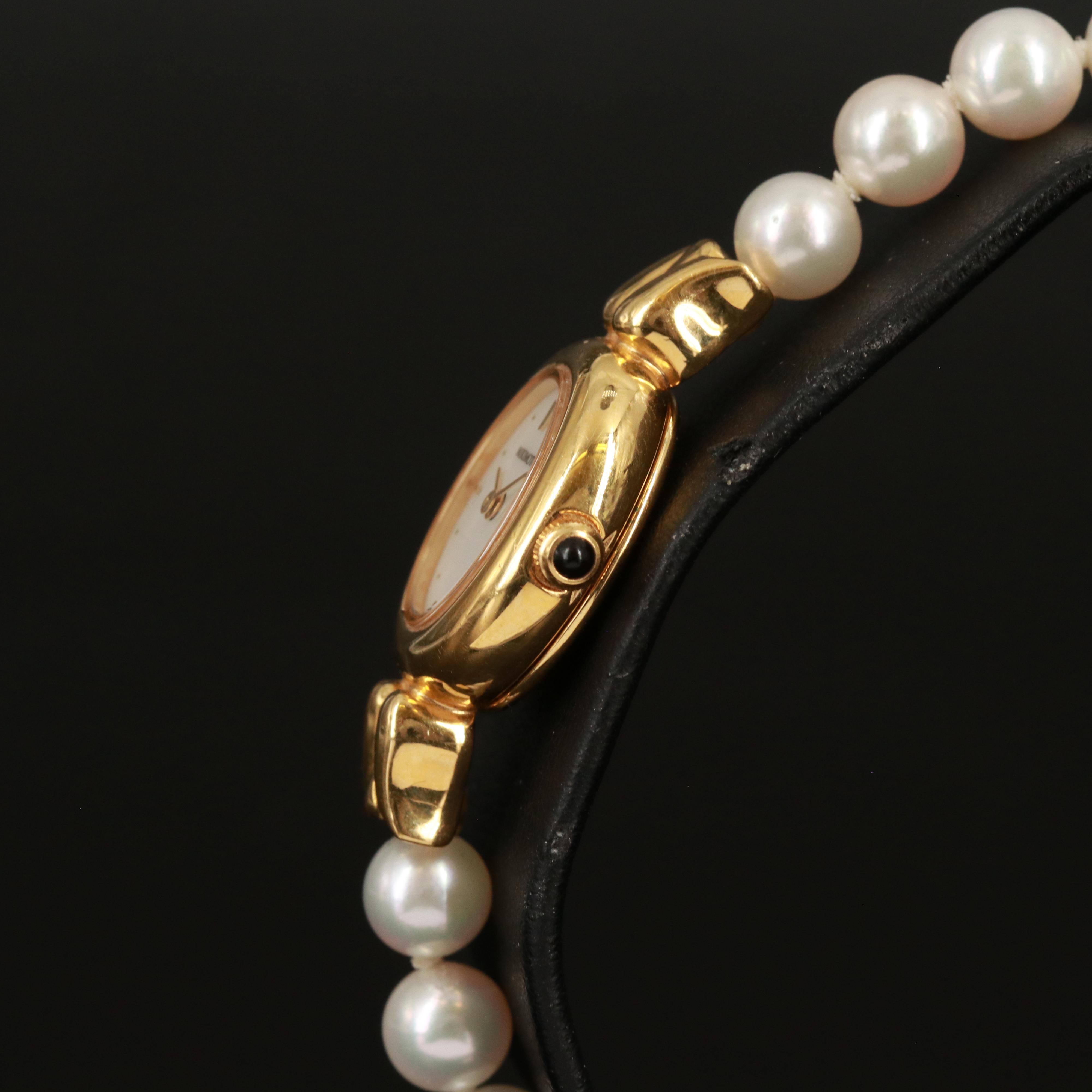 Mikimoto Pearl 18K Gold Plated Quartz Watch