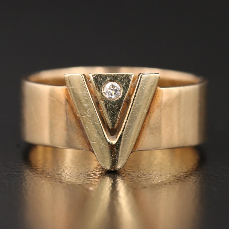 14K 0.03 CT Diamond Geometric Band