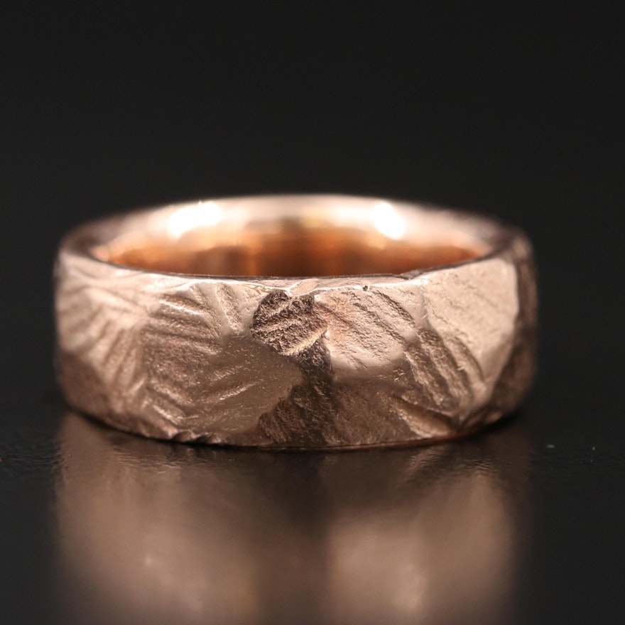 14K Textured Wide Band