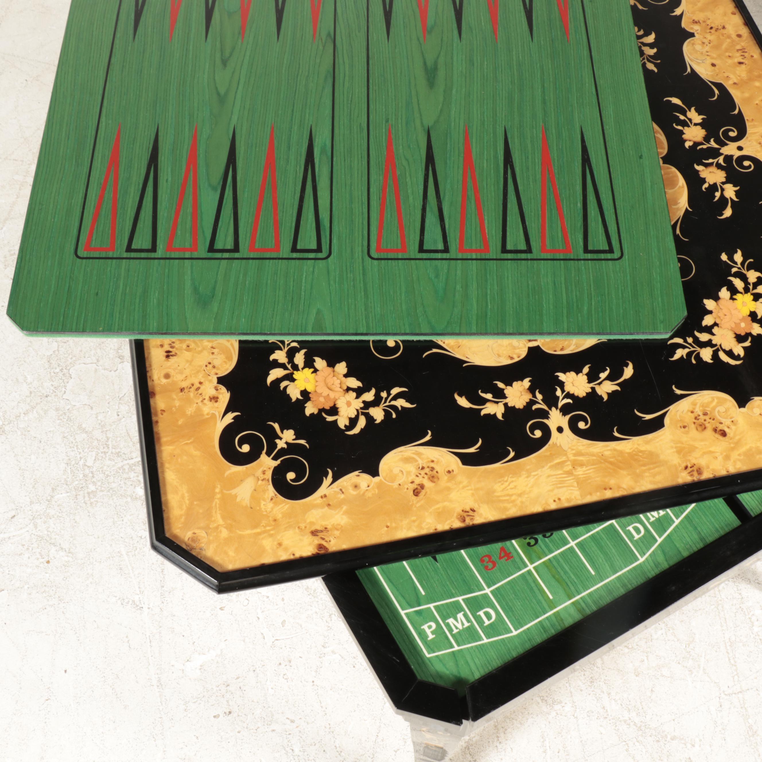 Italian-Made Polygam "Las Vegas" Marquetry Games Table, Late 20th Century