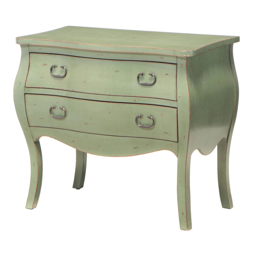 Louis XV Style Painted Bombe Two-Drawer Commode