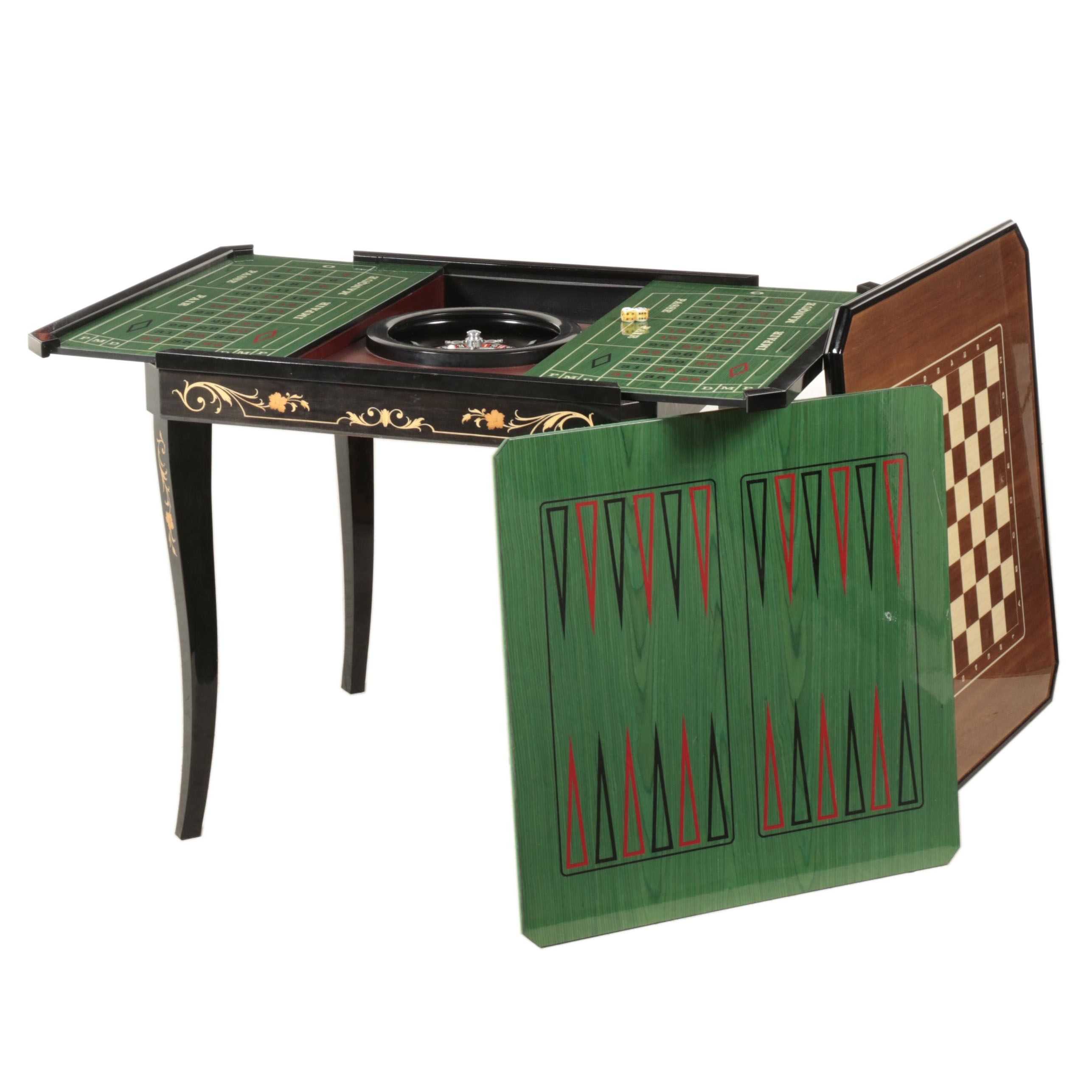 Italian-Made Polygam "Las Vegas" Marquetry Games Table, Late 20th Century