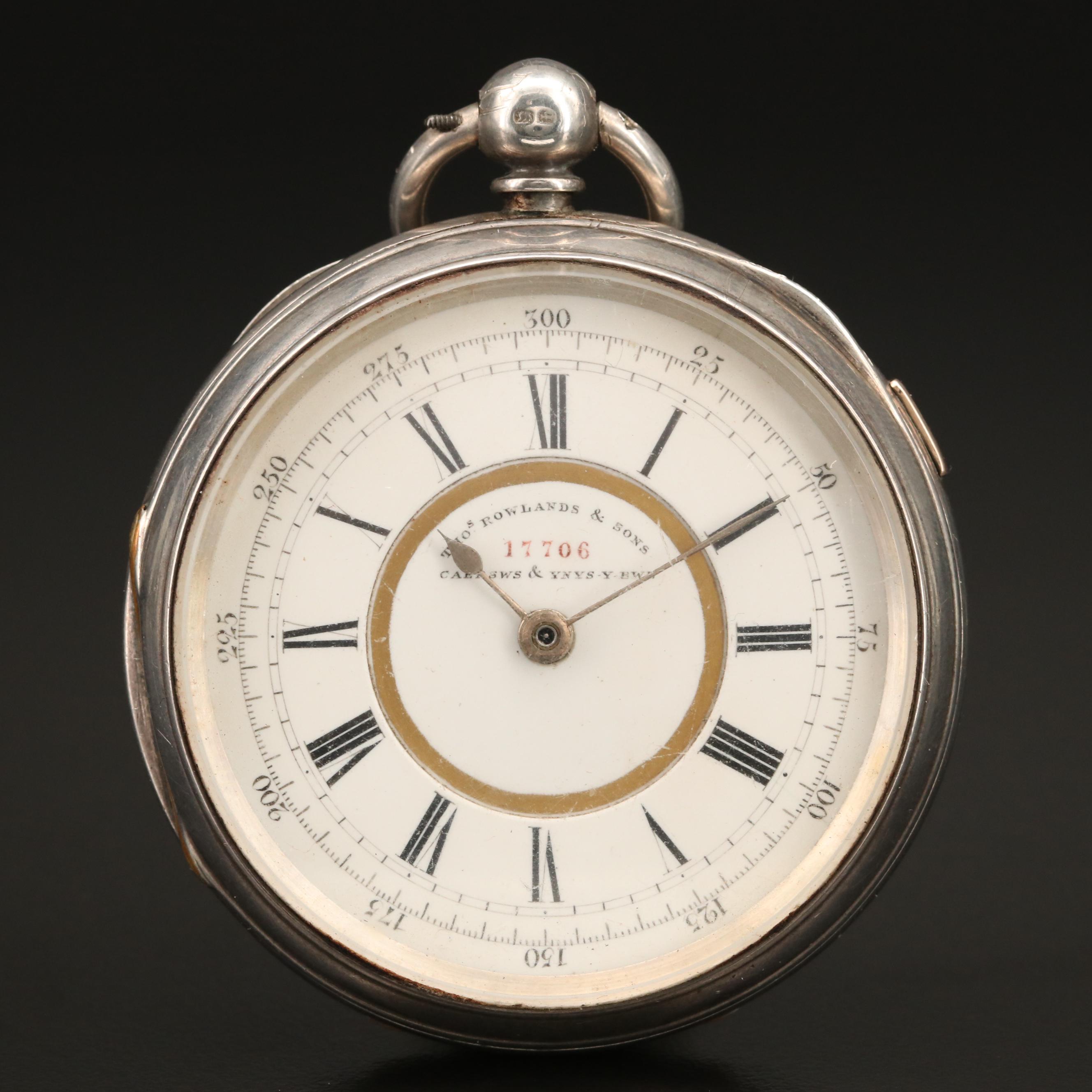 Tho.s Rowlands & Sons Caersws & YNYS-Y- BWL Sterling Silver Pocket Watch