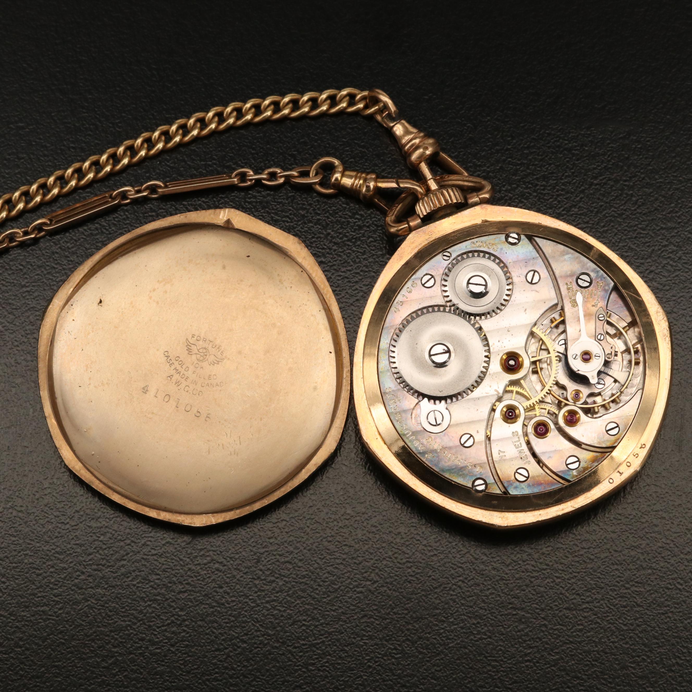 Vintage Birkdal Gold Filled Solar Pocket Watch