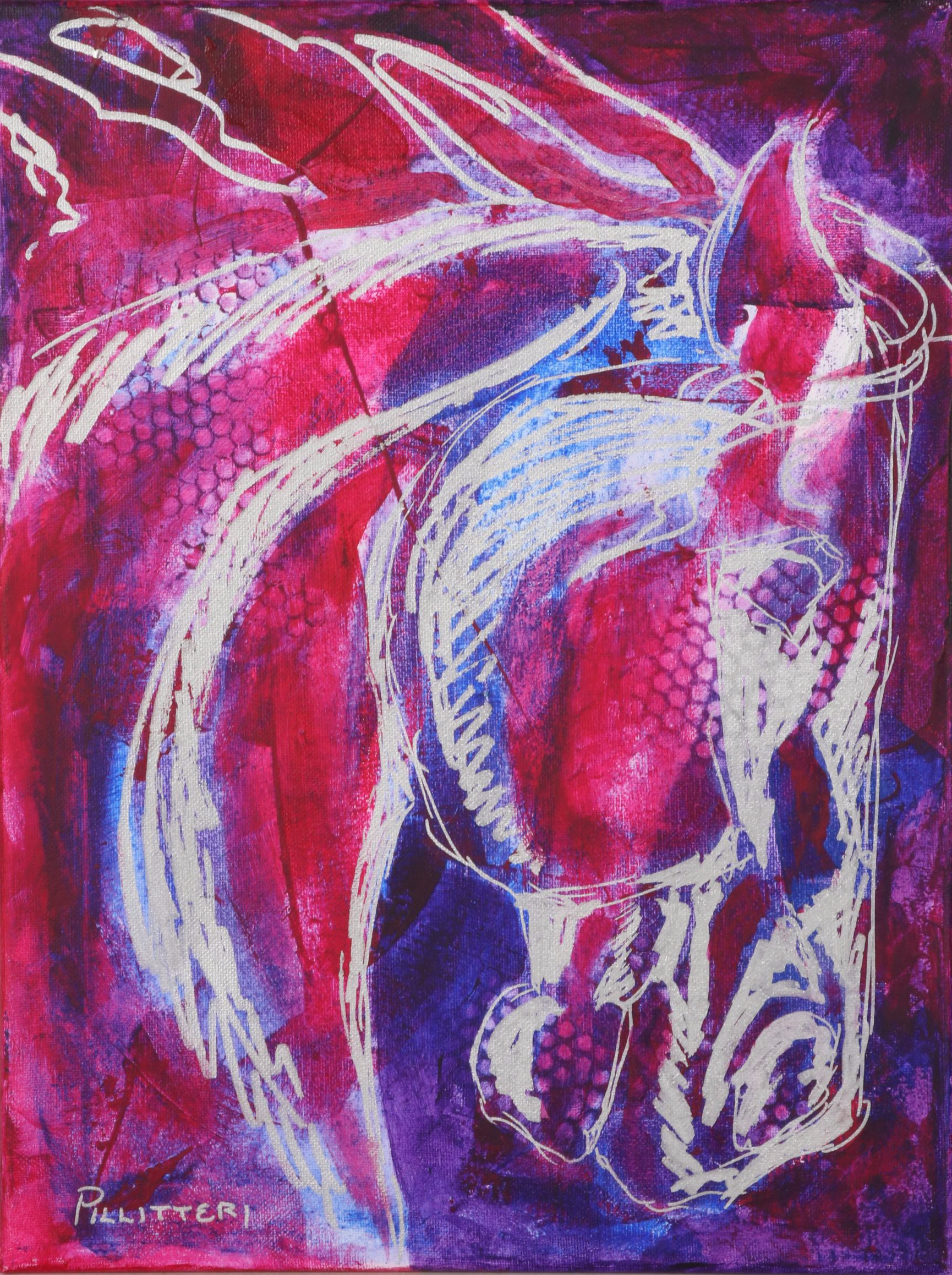 Patricia Pillitteri Equine Portrait Acrylic Paintings, 21st Century