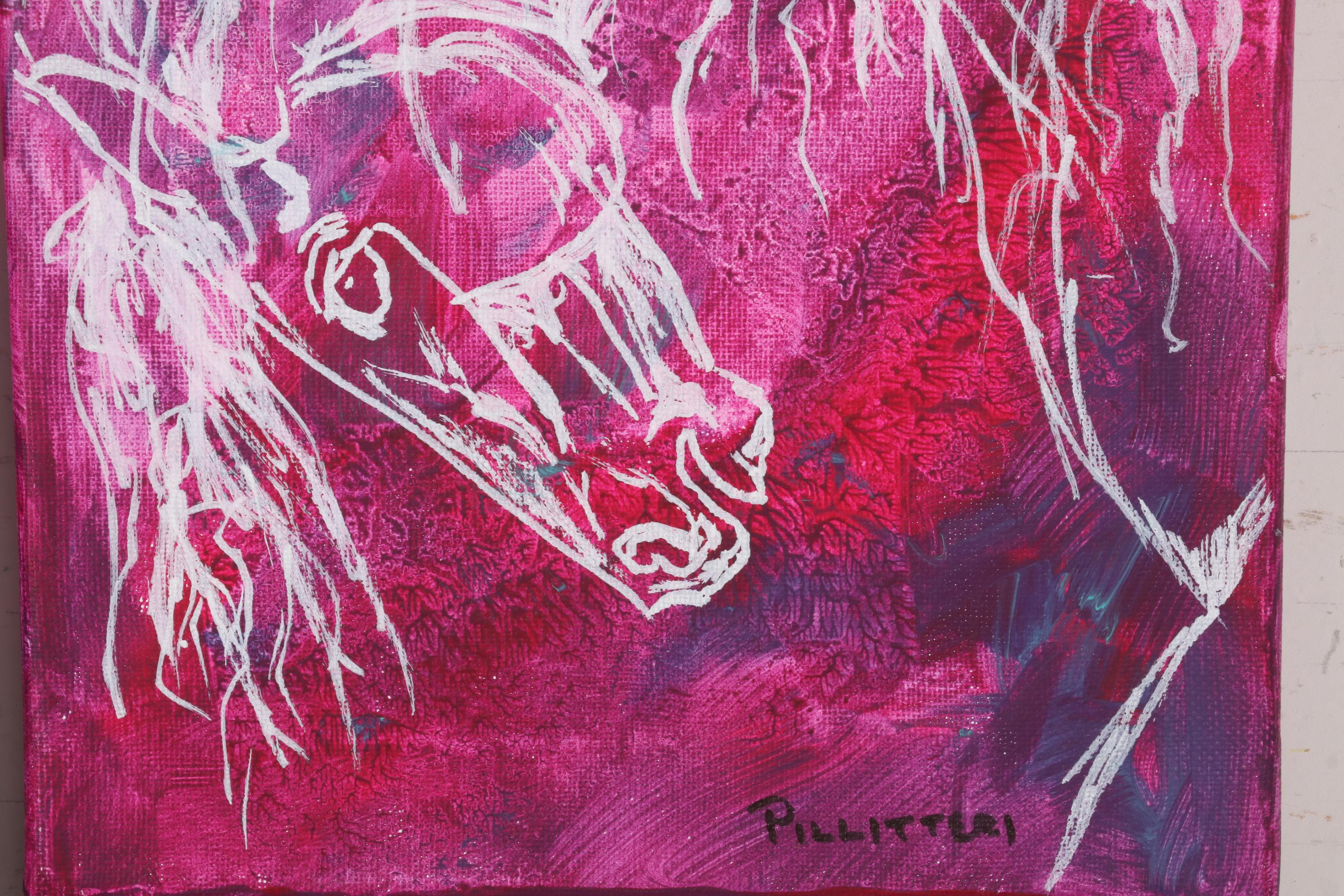 Patricia Pillitteri Equine Portrait Acrylic Paintings, 21st Century