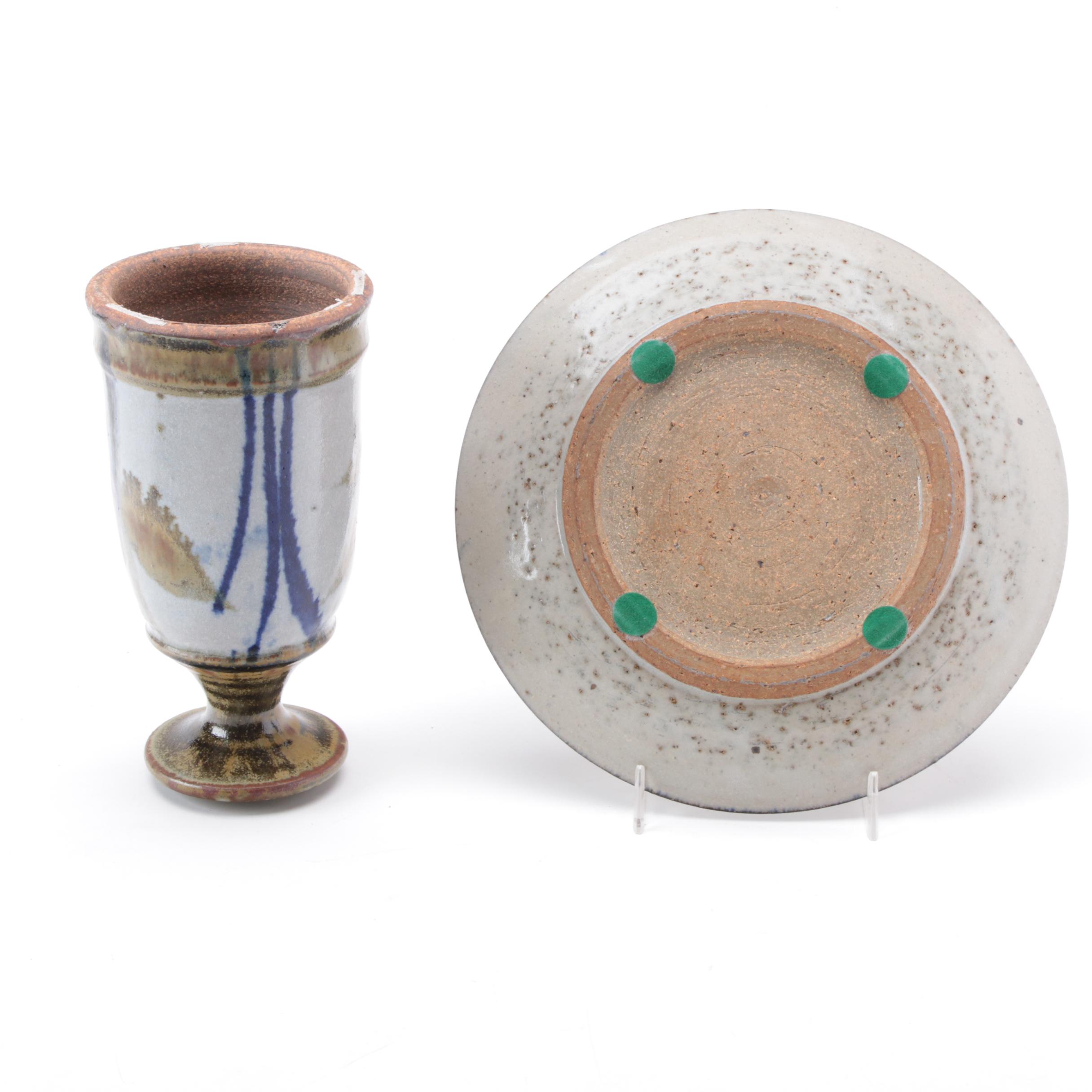 Robert Sperry Studio Stoneware Candlestick and Other Table Accessories