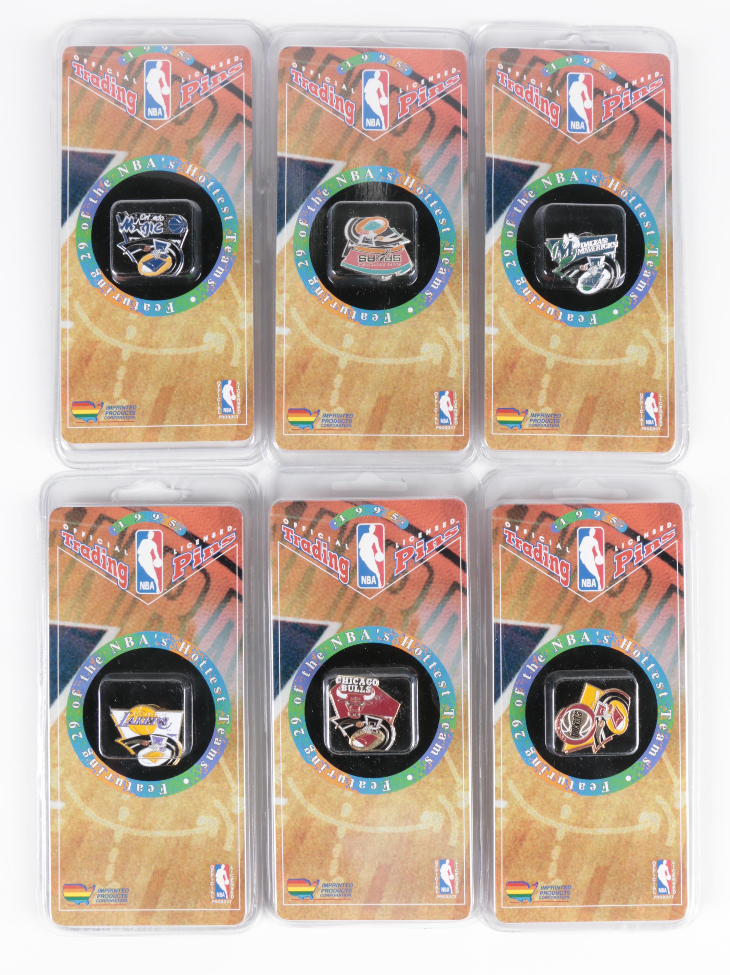 1995 NBA Team Logo Trading Pins in Original Packaging