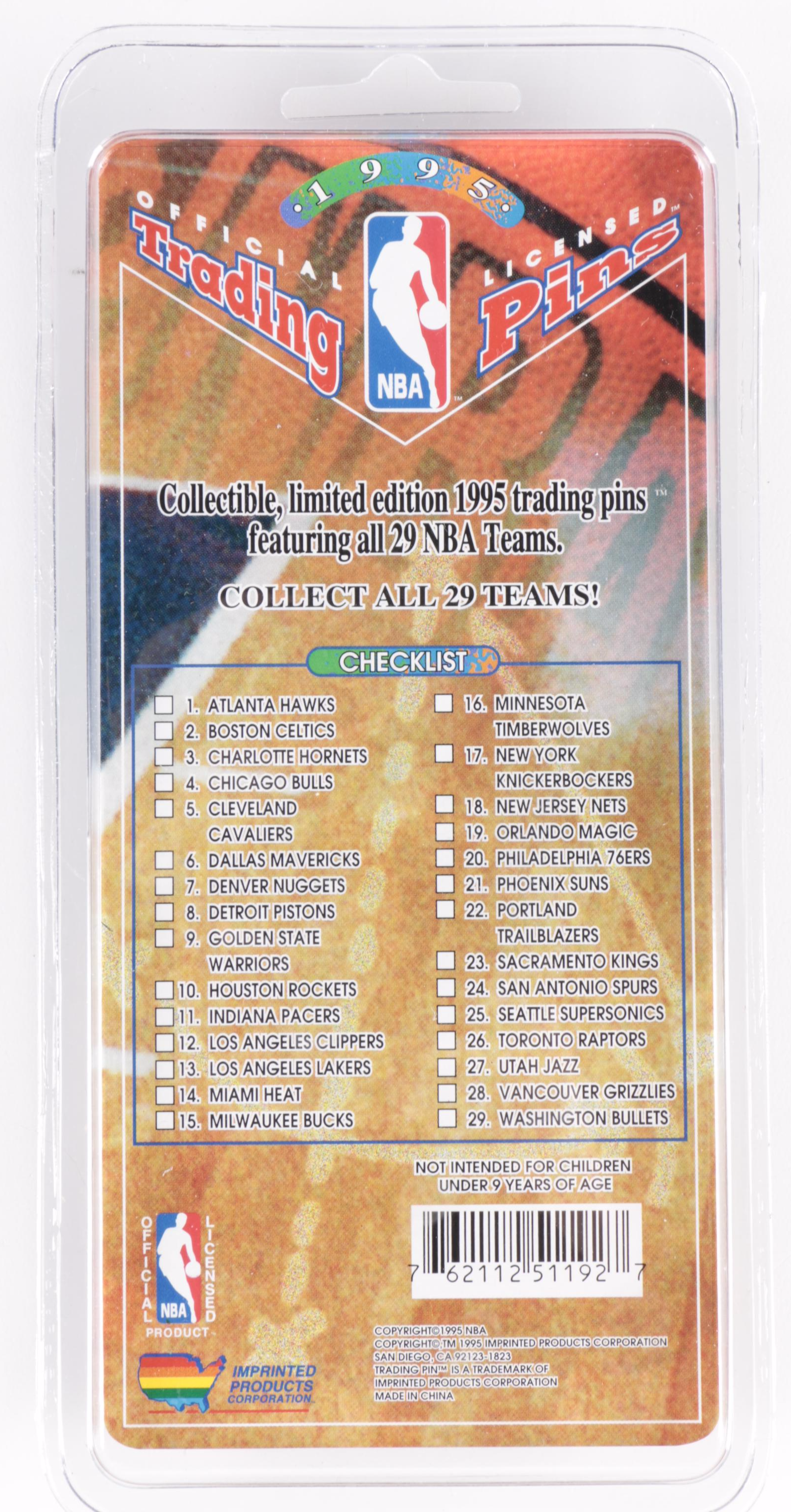 1995 NBA Team Logo Trading Pins in Original Packaging