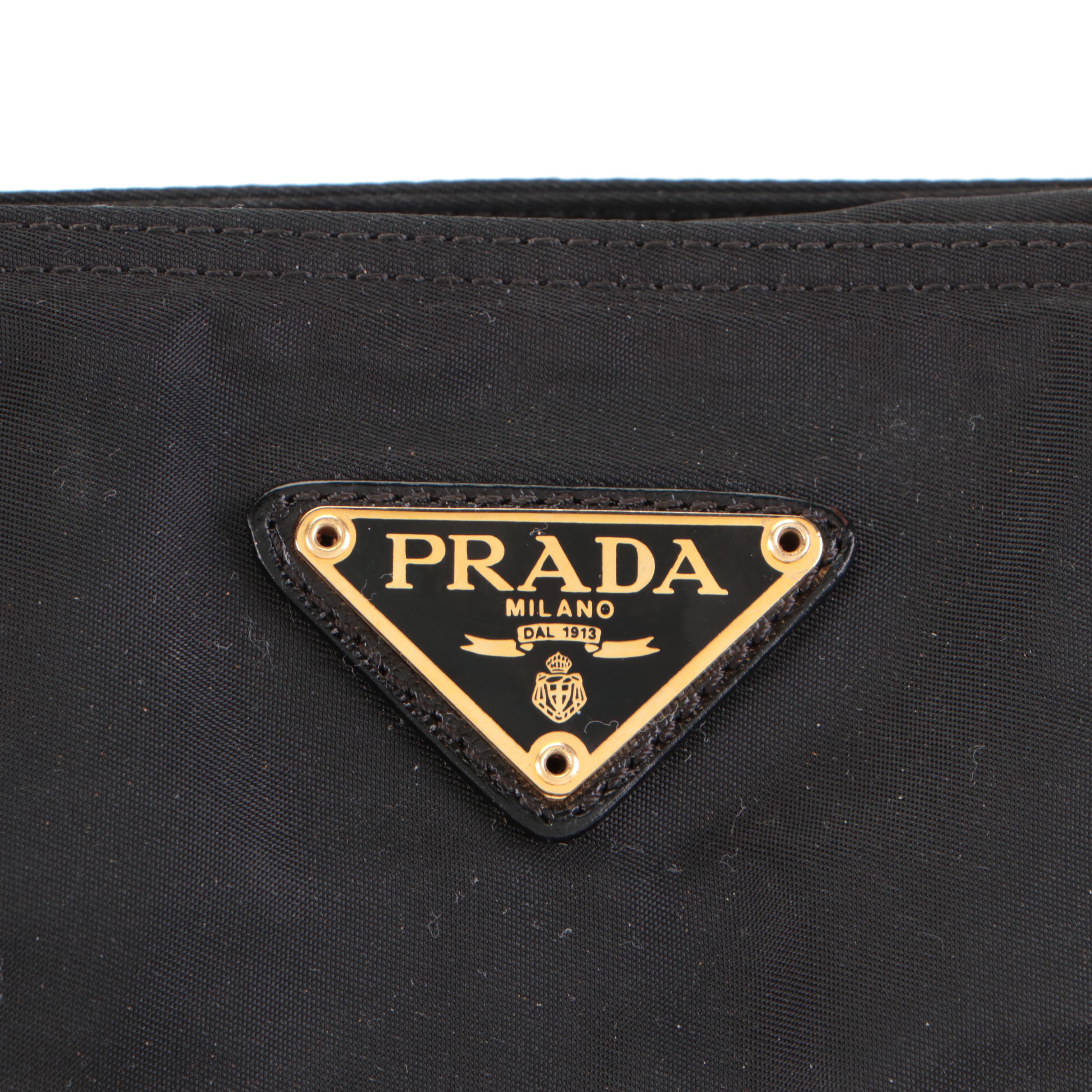 Prada Black Python Snakeskin and Nylon Shoulder Bag