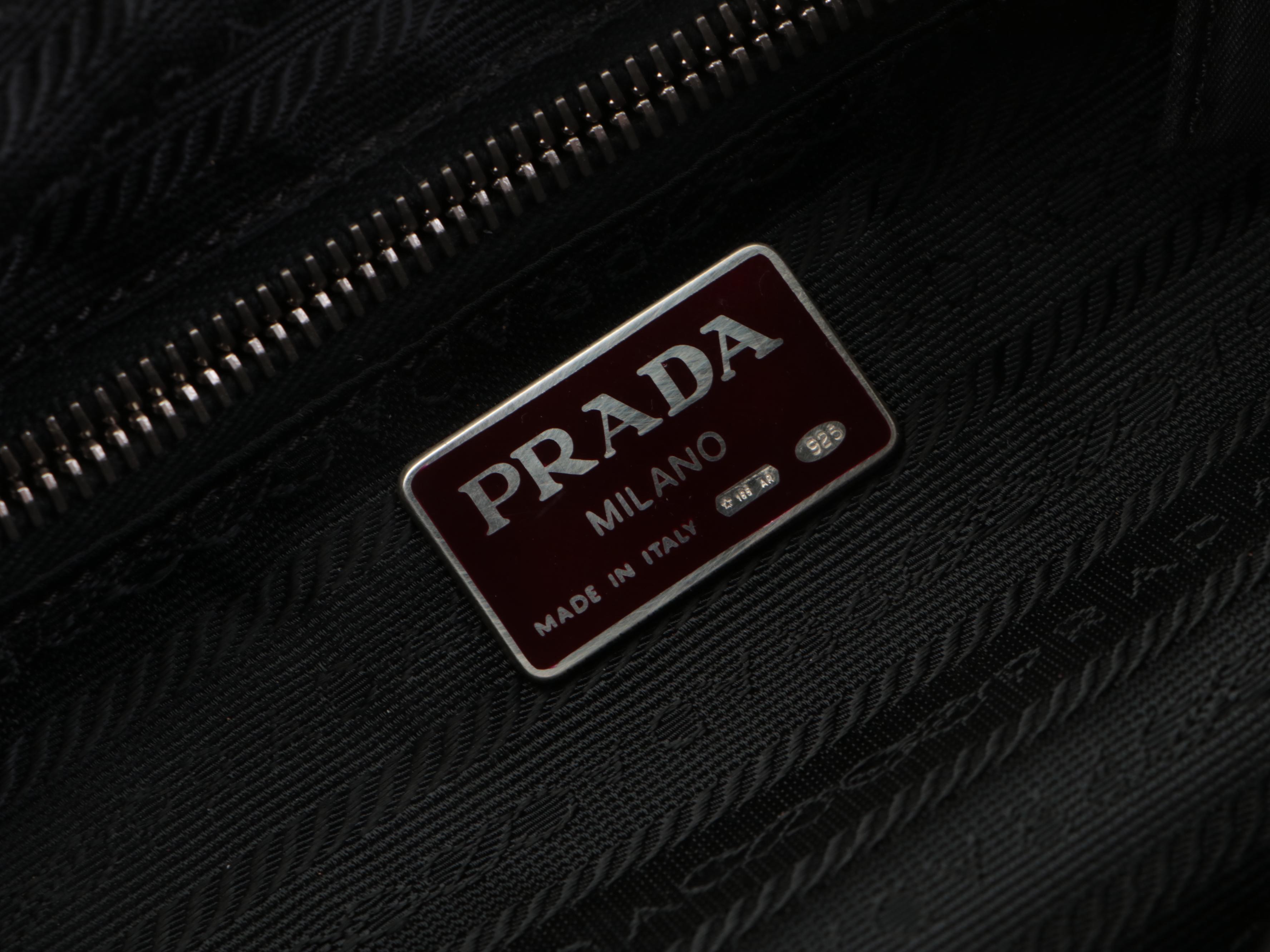 Prada Black Python Snakeskin and Nylon Shoulder Bag