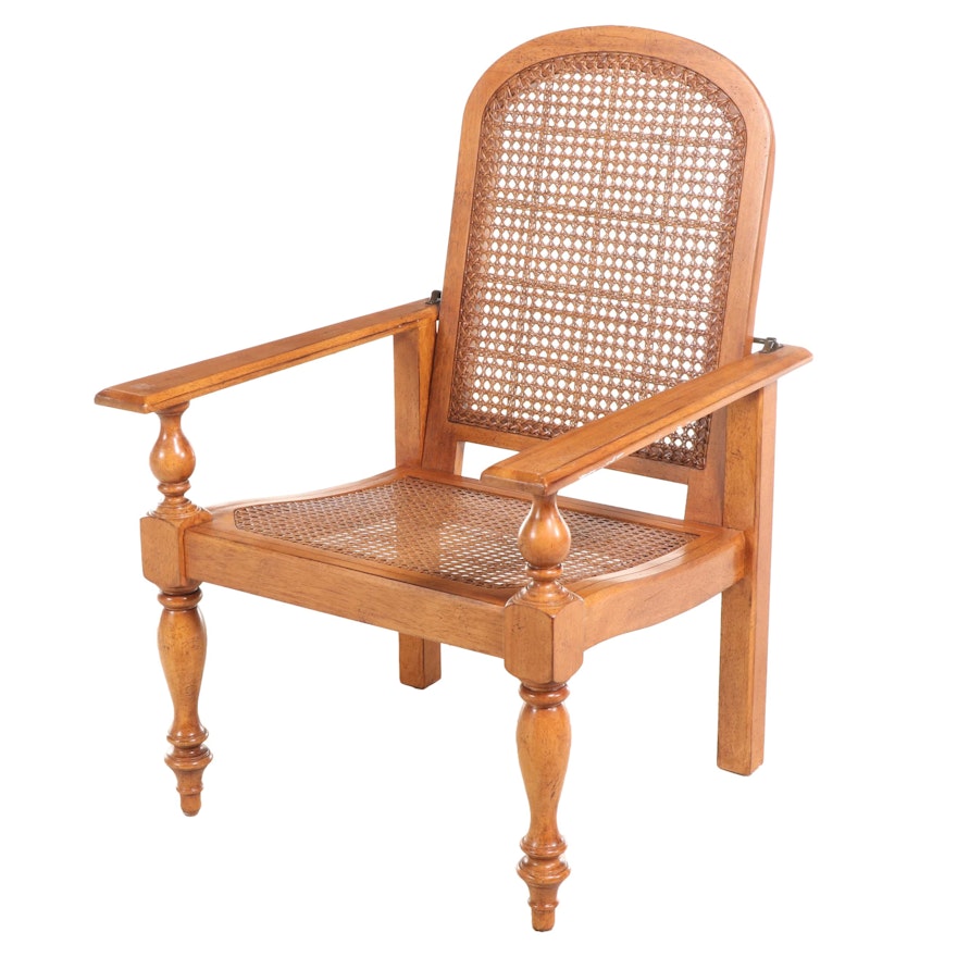 Plantation Style Cane Upholstered Armchair